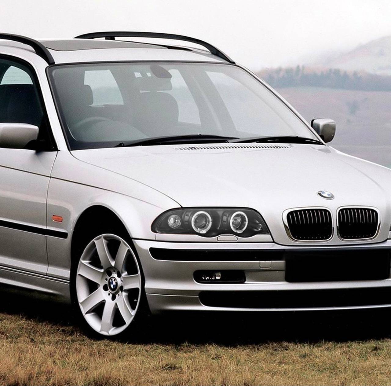 1999-2001 BMW E46 3 Series Sedan Halo Projector Headlights - Matte Black Housing with Clear Lens - Upgrade for Night Driving & Enhanced Style