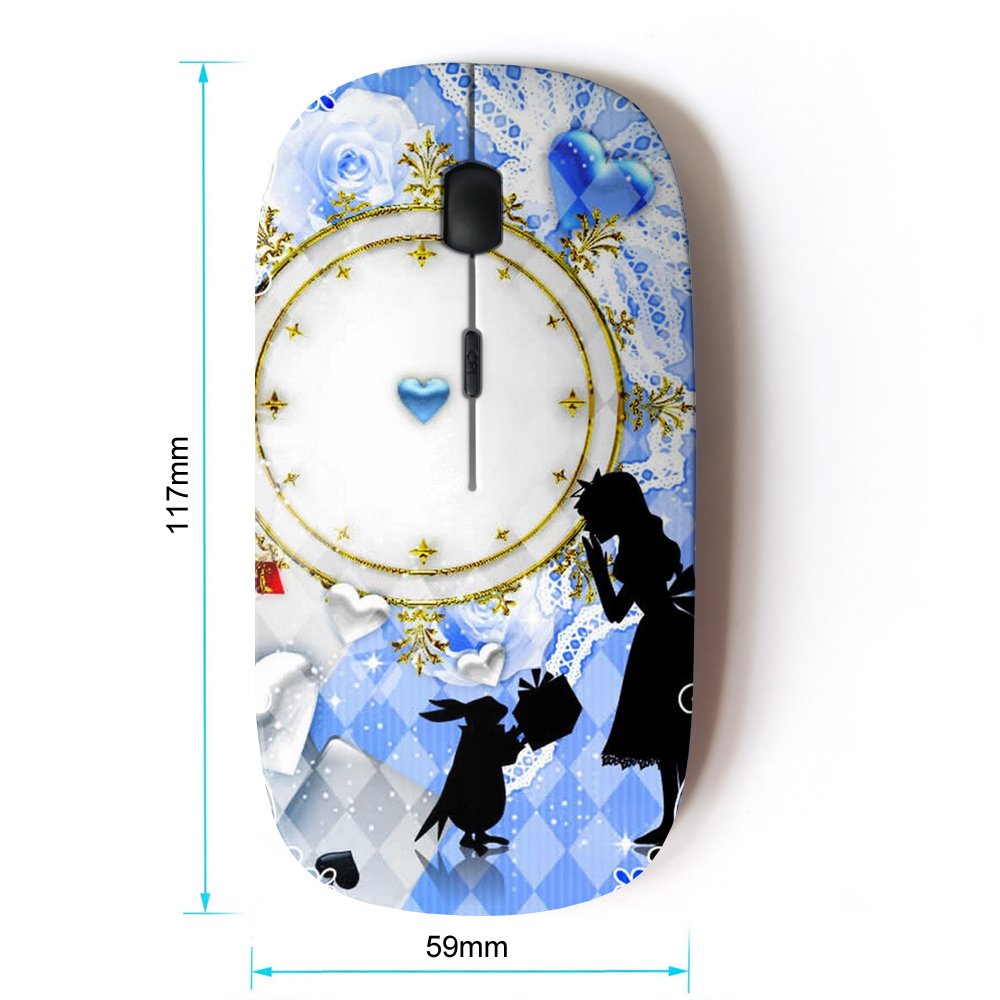 2.4G Wireless Optical Mouse with Alice in Wonderland Rabbit Picnic Design - Perfect for Office, Gaming & Home Use