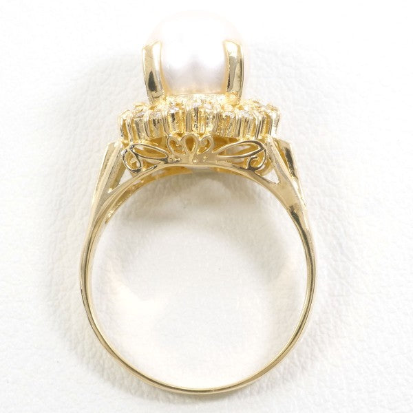 18K Yellow Gold Pearl Diamond Ring for Women - Elegant Bridal Jewelry, Wedding & Engagement Gift - Perfect for Anniversaries, Parties & Special Occasions