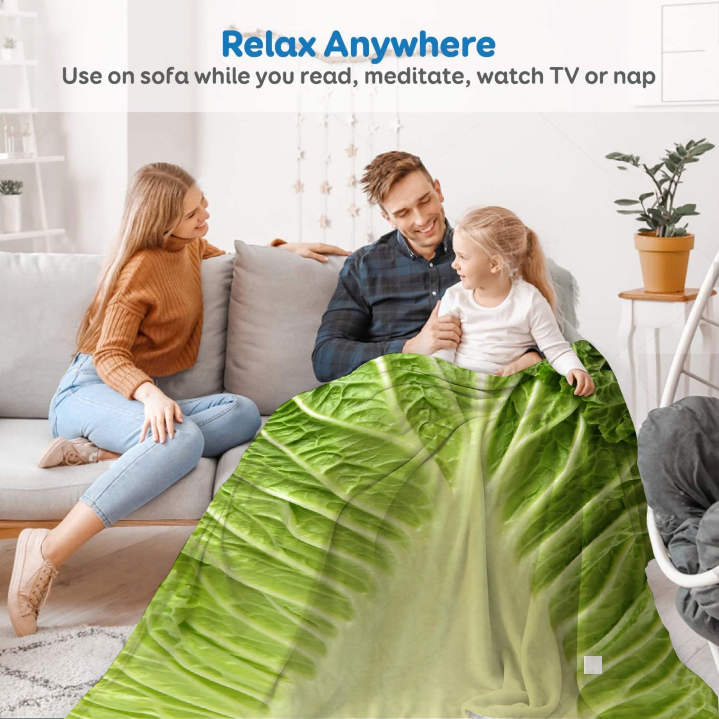ARNOVIC Soft Flannel Cabbage Leaves Throw Blanket - 50