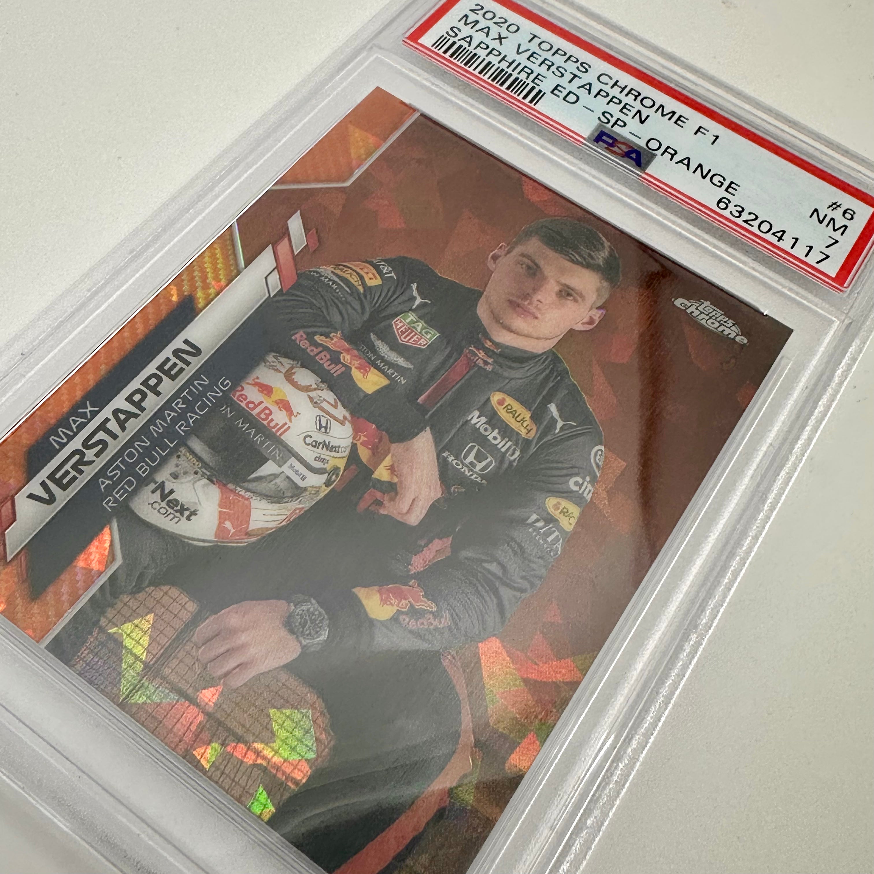 PSA 7 Graded 2020 Topps Chrome F1 Max Verstappen #6 Sapphire Edition SP Orange Racing Card - Perfect for F1 Collectors, Sports Memorabilia Displays, and Investment Collections