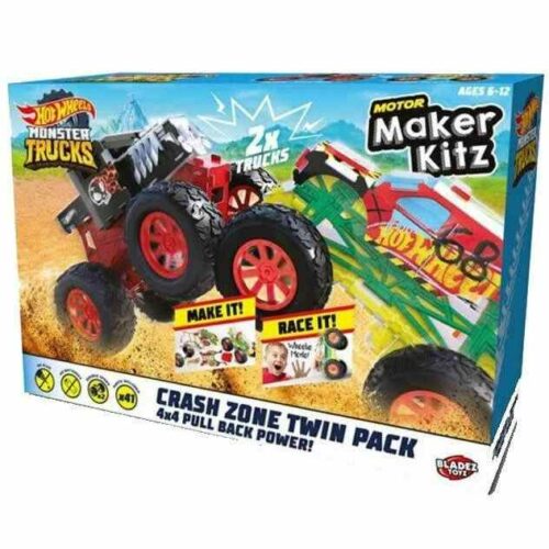 HW MAKER KITZ Monster Truck Crash Zone Toy Set - Durable RC Stunt Car with LED Lights for Kids Ages 6-12 | Perfect for Backyard Racing, Stunt Shows & Off-Road Adventures