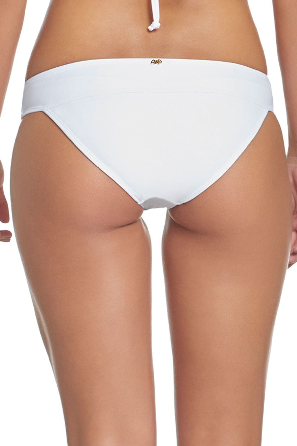 PQ Swim Women's White Lace Banded Bikini Bottom - High Waisted Full Coverage Swimwear for Beach, Pool & Vacation | Summer Swimsuits for Women