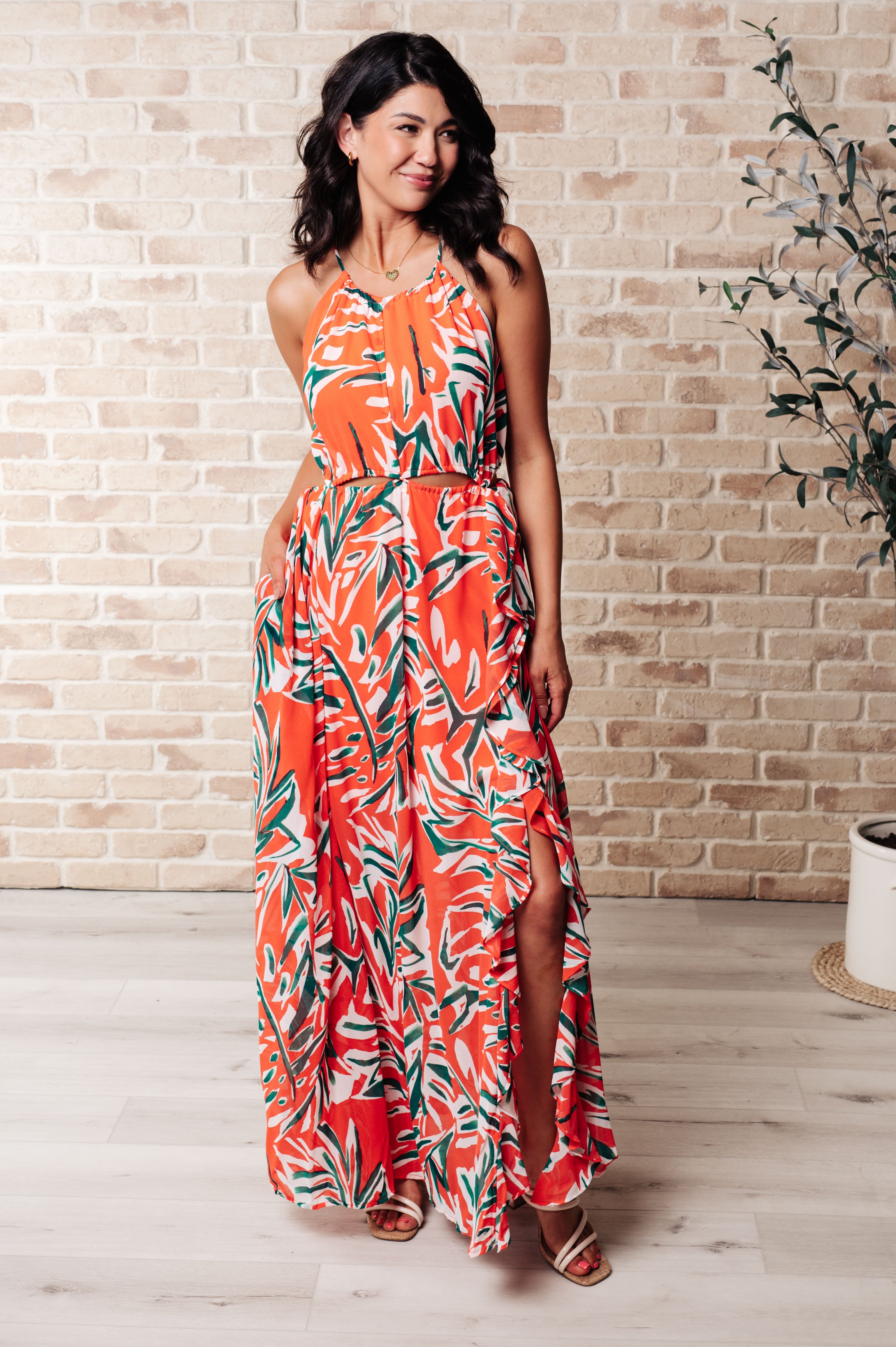 Stylish Coral Humming Along Cutout Dress - Perfect for Summer Parties, Beach Vacations & Date Nights