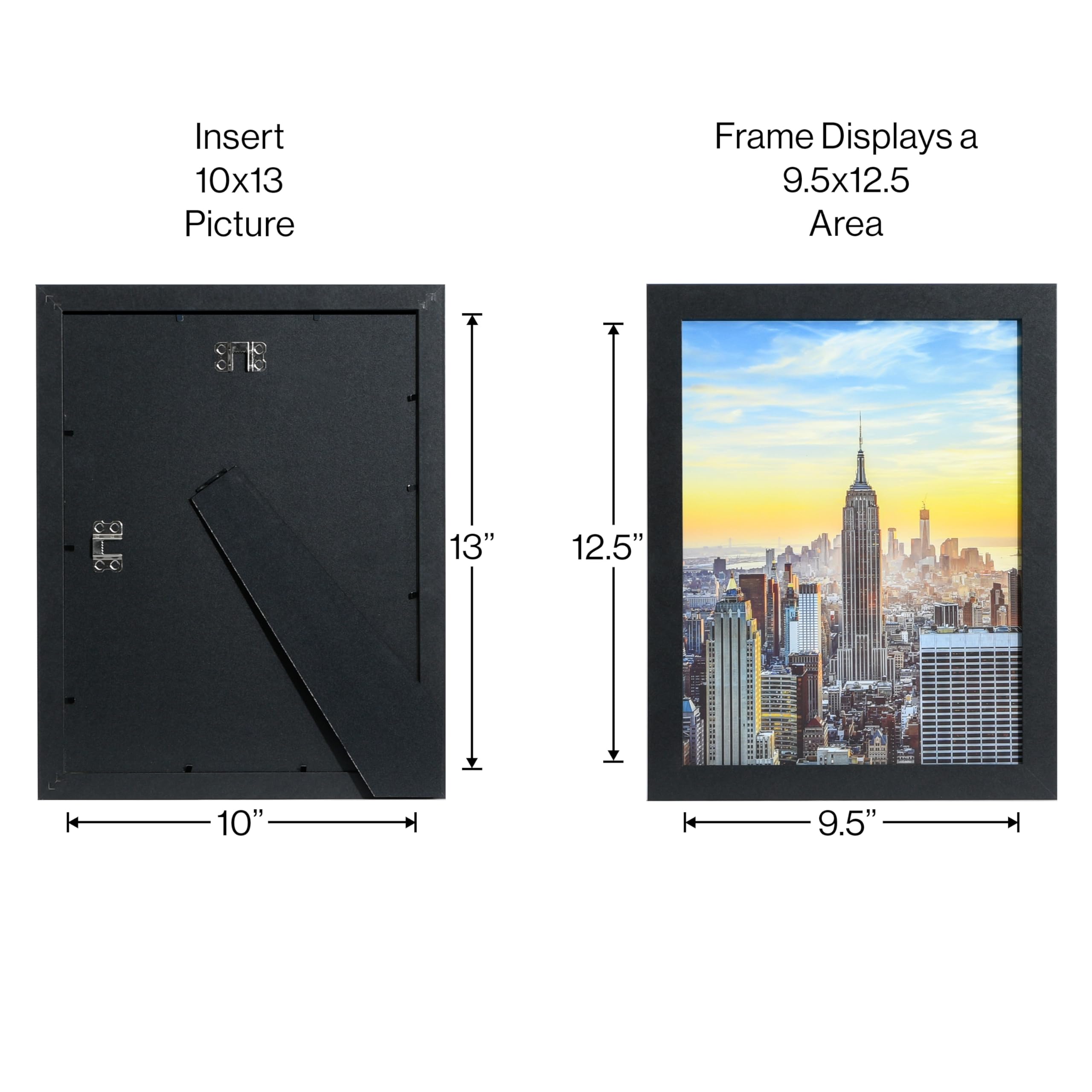 10x13 Black Modern Picture Frame - 1 Inch Border with Glass Front - Wall or Table Display for Home, Office & Gallery Decor