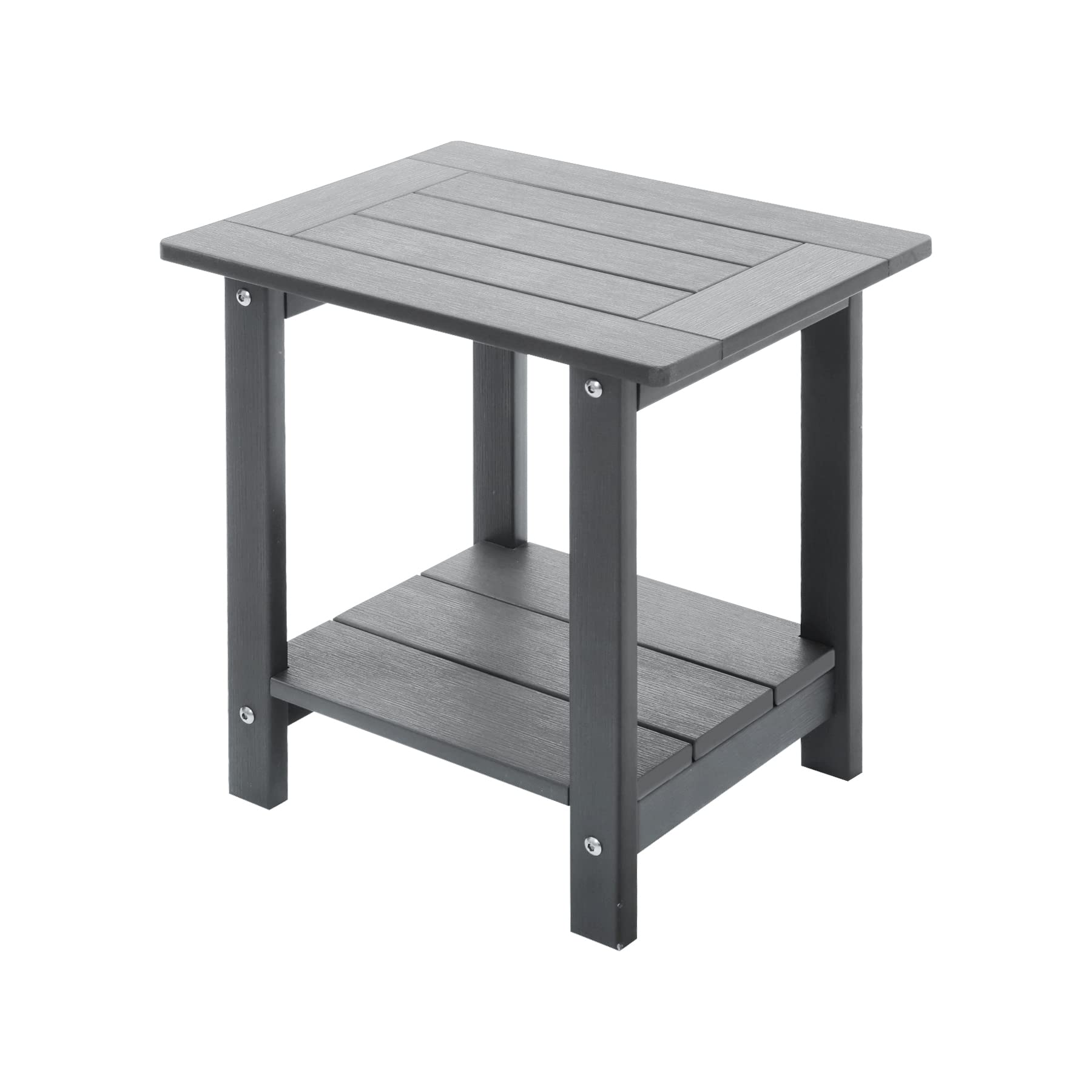 Weather-Resistant Double Adirondack Outdoor Side Table - Durable Rectangular Patio End Table for Adirondack Chairs (Grey) - Perfect for Poolside, Garden, Deck & Outdoor Relaxation