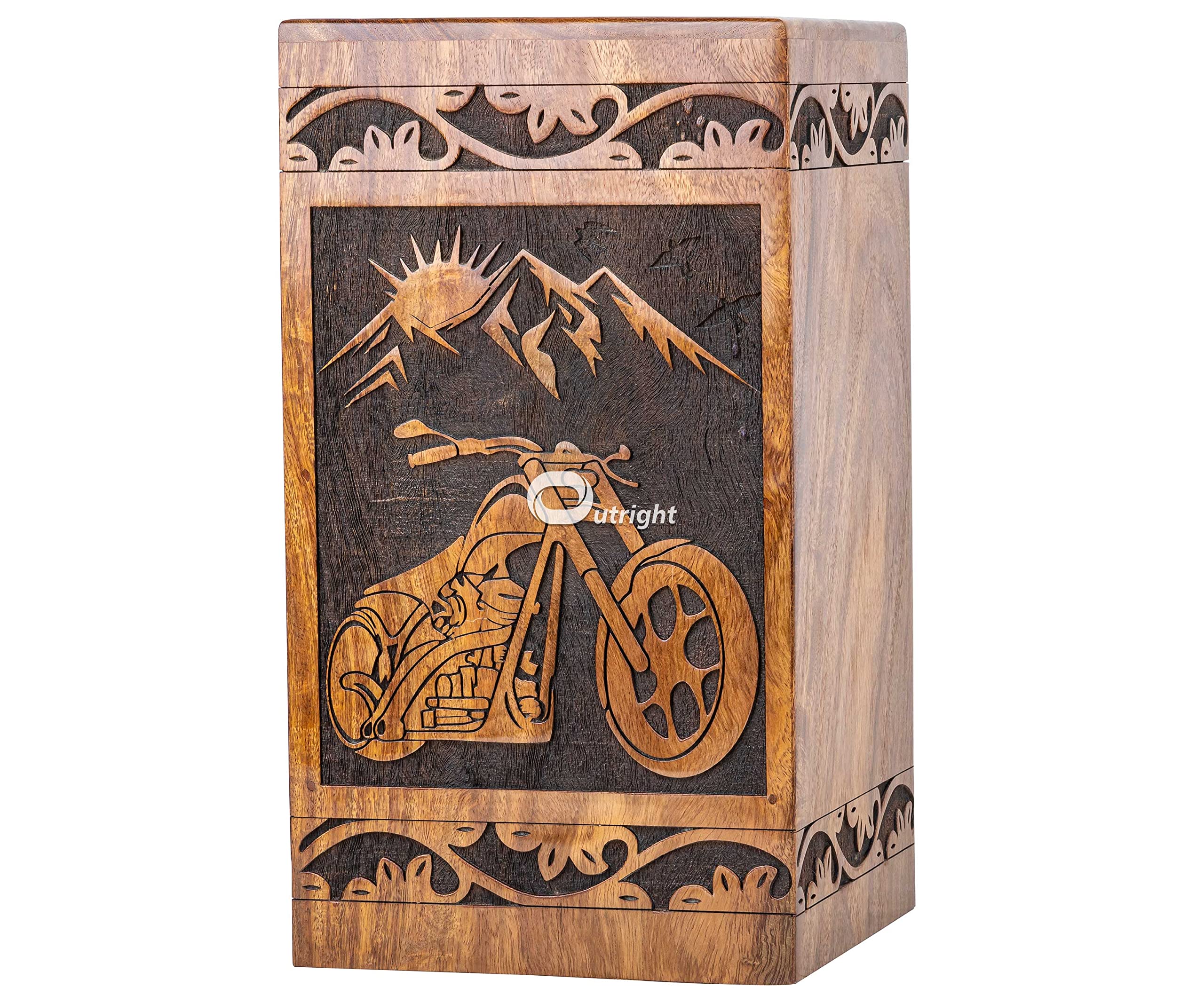 OUTRIGHT Motorcycle Urn for Ashes - Memorial Keepsake for Adults & Pets (Holds 180lbs) - Perfect for Biker Funerals, Pet Memorials & Home Display