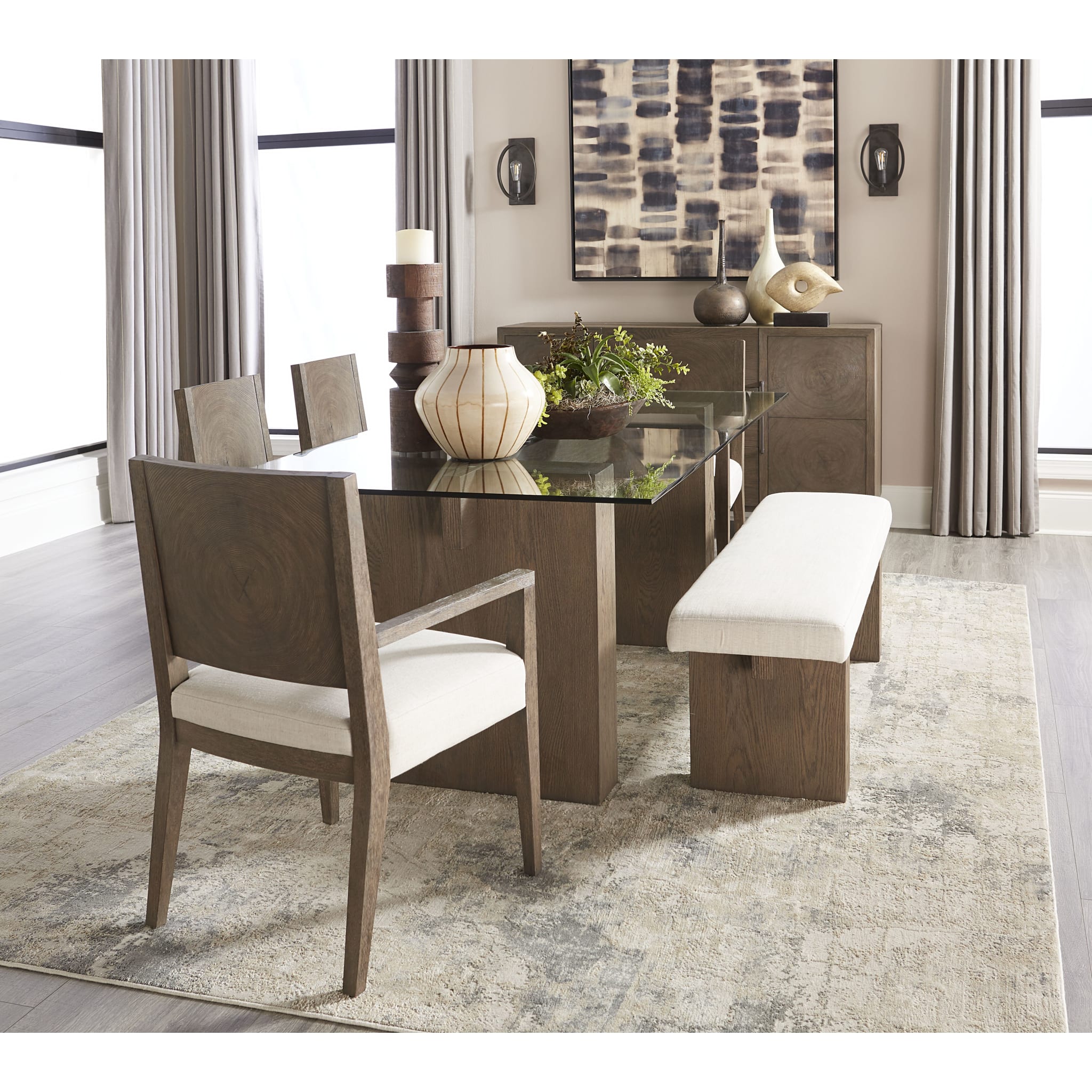 Oakland Wood Arm Chair in Brunette - Solid Wood Dining Chair with Upholstered Seat - Perfect for Dining Room, Kitchen, or Home Office