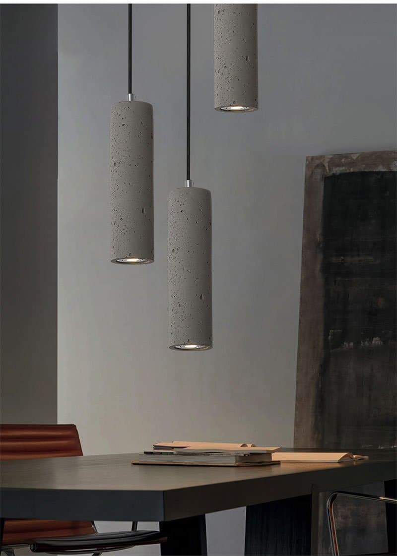 Modern Concrete Pendant Light Fixture - Industrial Style Hanging Lamp for Kitchen Island, Dining Room & Living Room Decor
