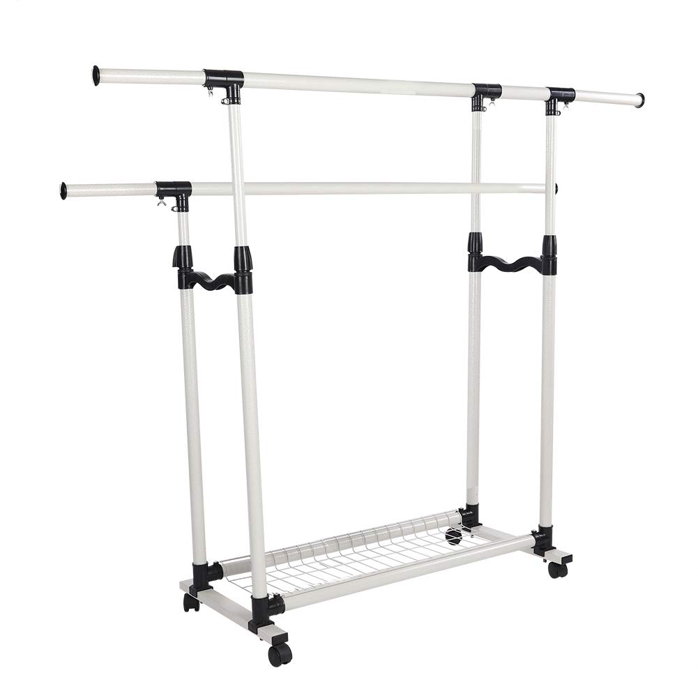 Alinory Collapsible Rolling Clothes Dryer Rack - Adjustable Double Rail Garment Hanger for Home & Hotel | Space-Saving Laundry Drying Solution for Small Apartments & Travel