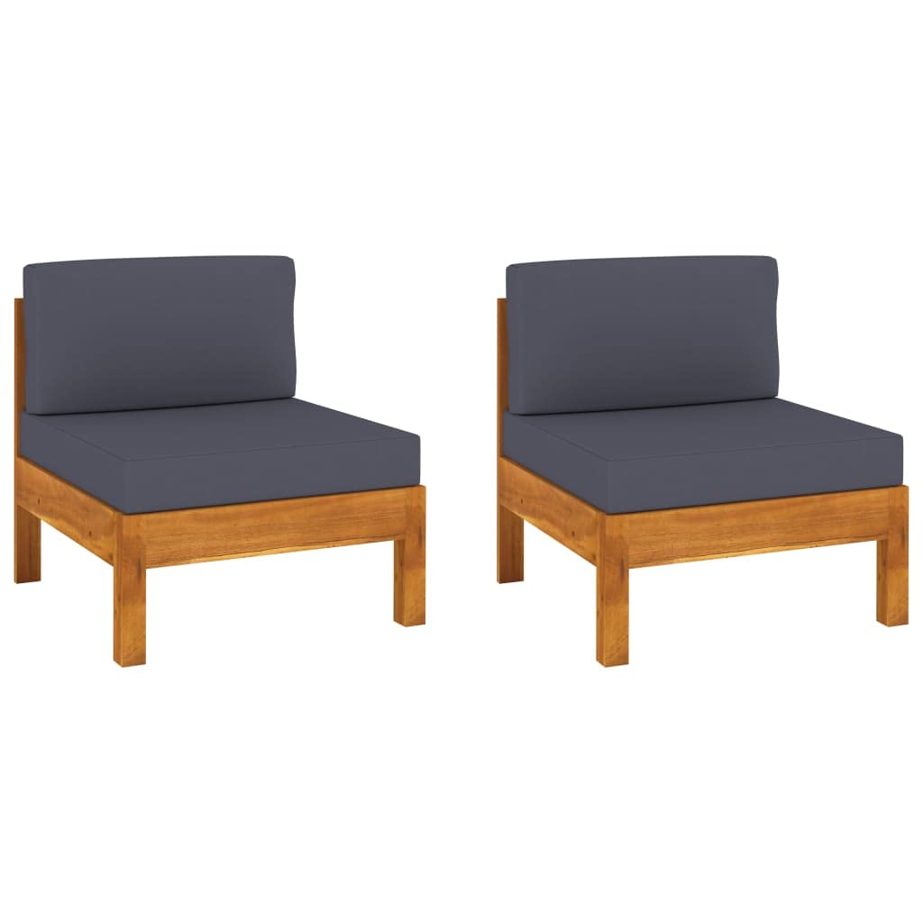 Premium Acacia Wood 2-Piece Outdoor Sofa Set with Dark Gray Cushions - Weather-Resistant, Durable Patio Furniture for Garden, Deck, Poolside & Backyard Relaxation