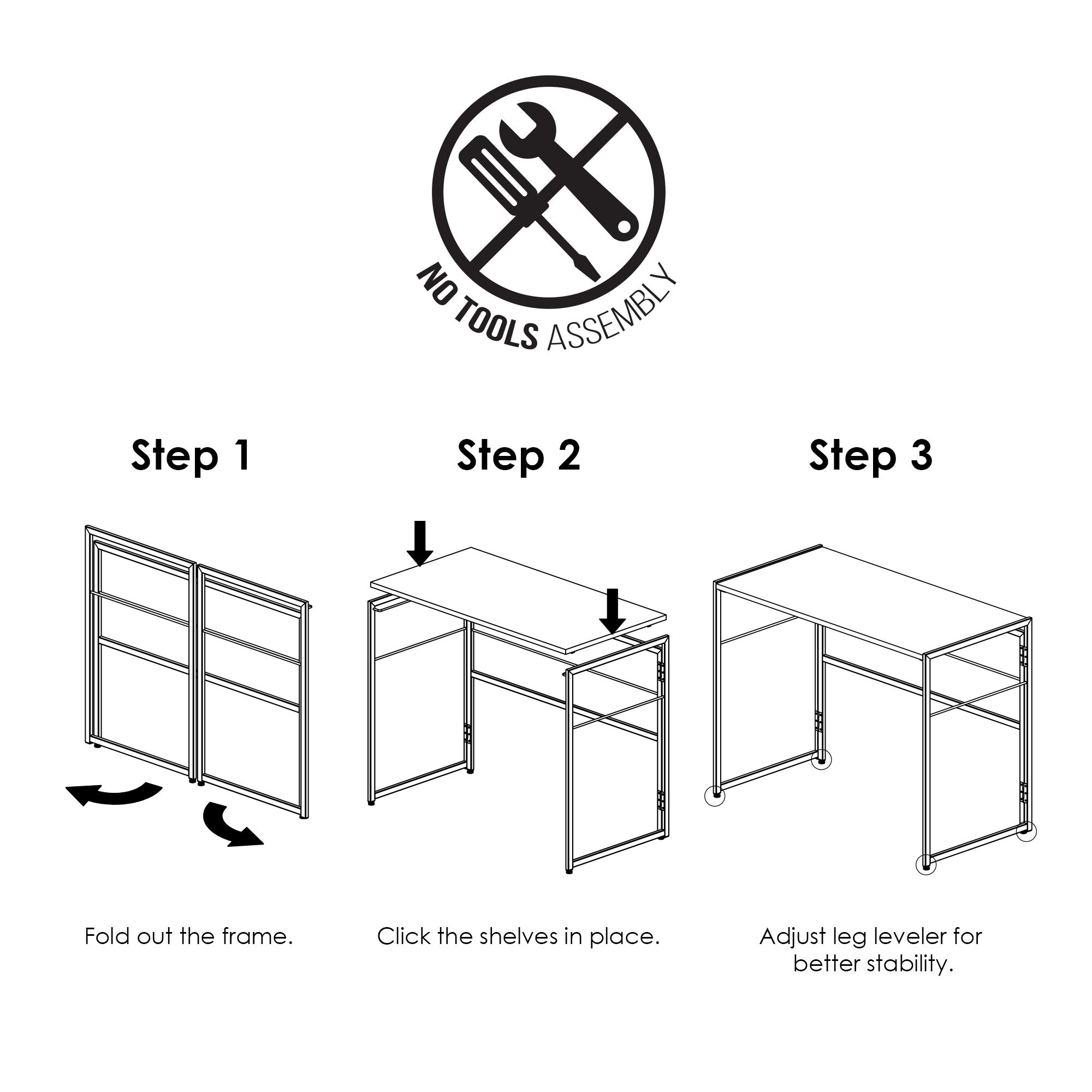 Furinno Riau No-Tool Assembly Folding Metal Computer Desk - 39 Inch, Sonoma Oak & Black Finish | Perfect for Home Office, Gaming & Small Spaces