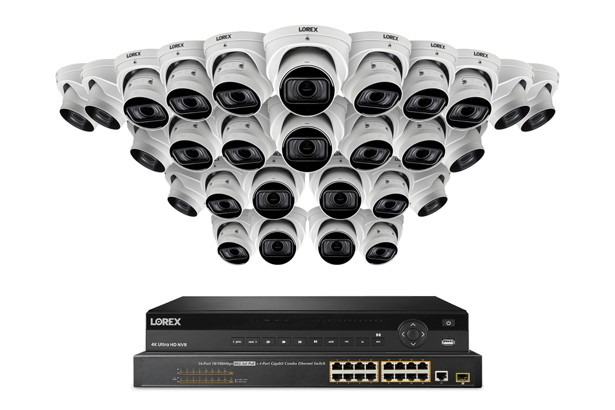 Lorex Elite Series 4K 32 Channel NVR Security System with N4 Nocturnal IP Dome Cameras & 8TB HDD - Wired Surveillance for Home & Business Protection