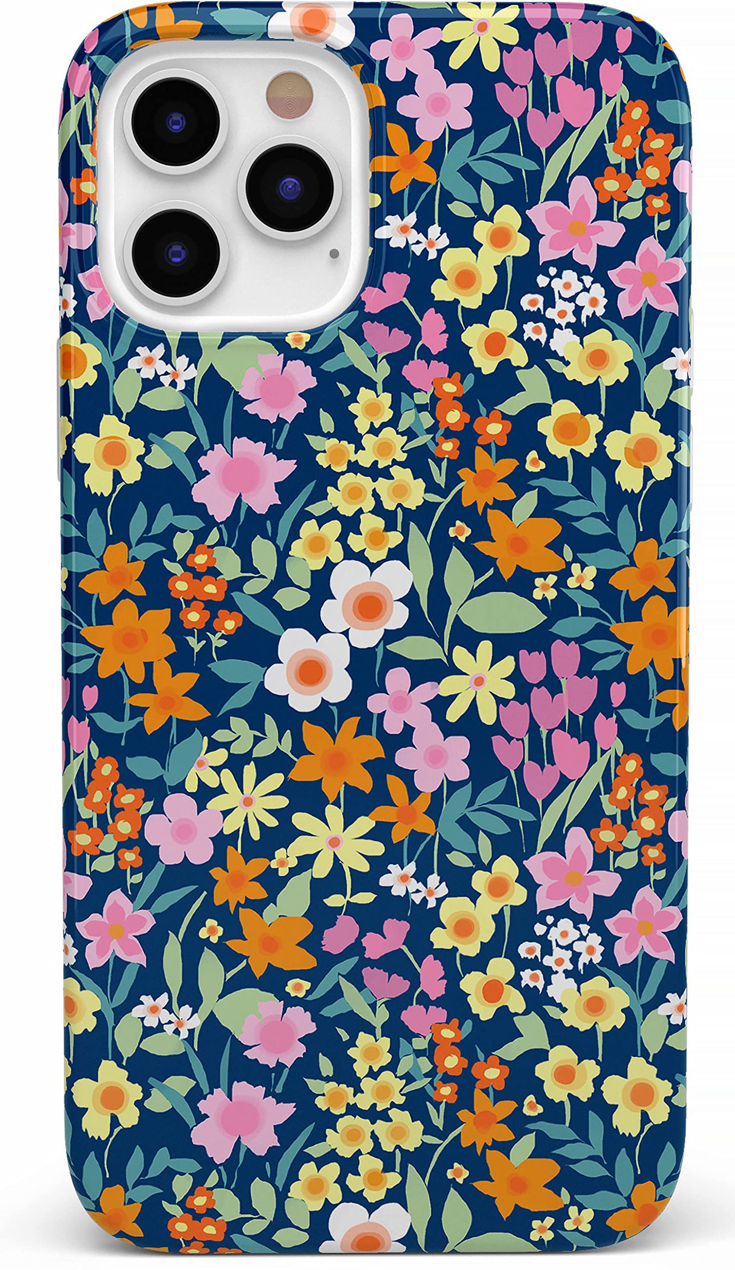Casely iPhone 12/12 Pro Case - Navy Floral Design with Full Bloom Protection | Slim Protective Cover for Everyday Use | Perfect for Work, School & Travel