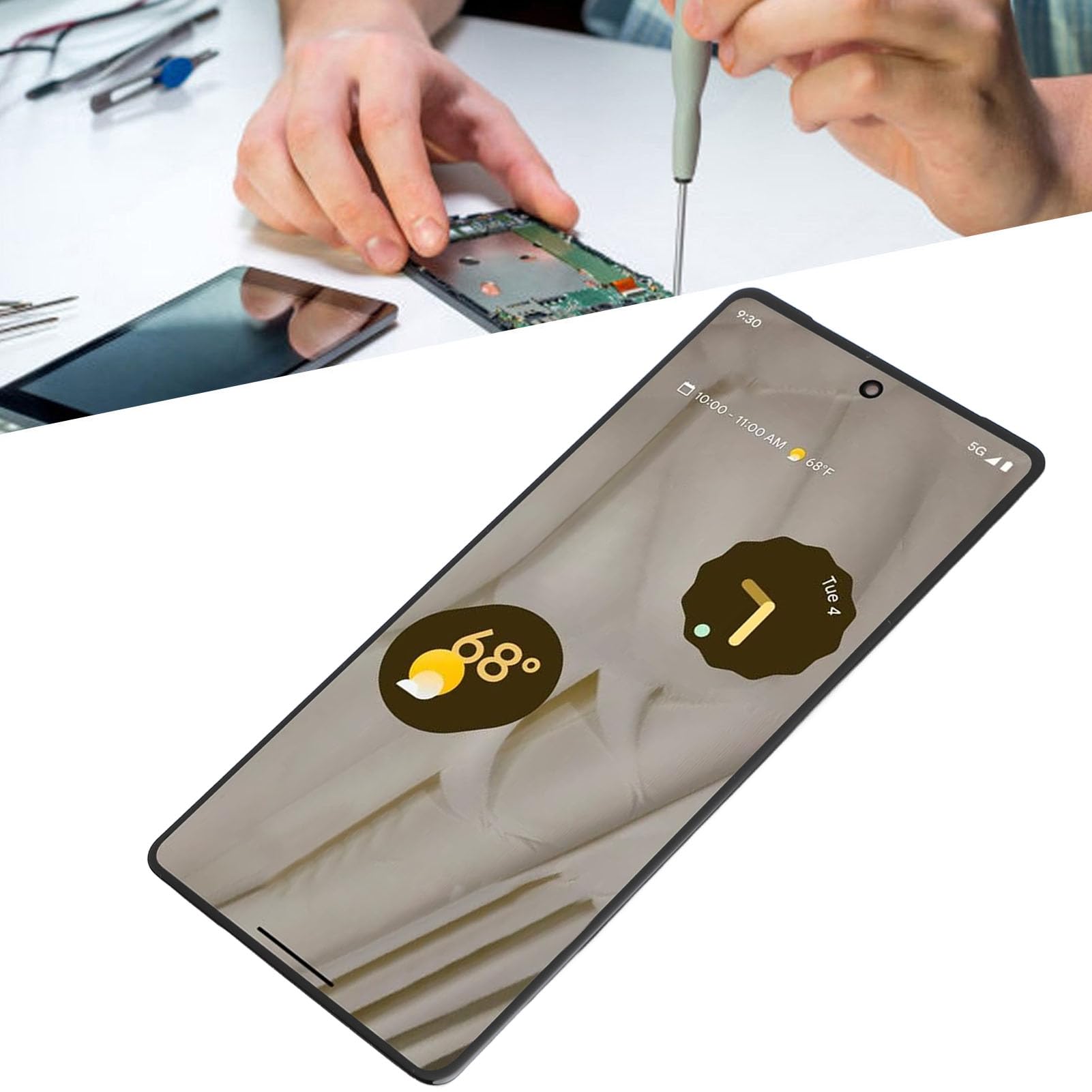 Pixel 7 5G Screen Replacement - 6.3 Inch OLED Display Touch Screen Digitizer Assembly with Repair Tools (Compatible with GVU6C GQML3 Models) - Supports Fingerprint Unlock - Perfect for DIY Phone Repair & Screen Replacement Projects