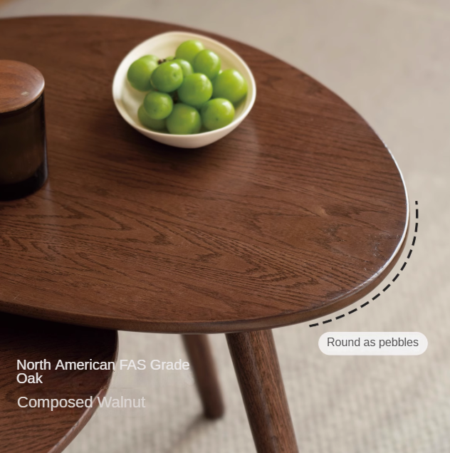 Solid Oak Wood Side Table in Walnut Finish - Perfect for Living Room, Bedroom, or Office Furniture