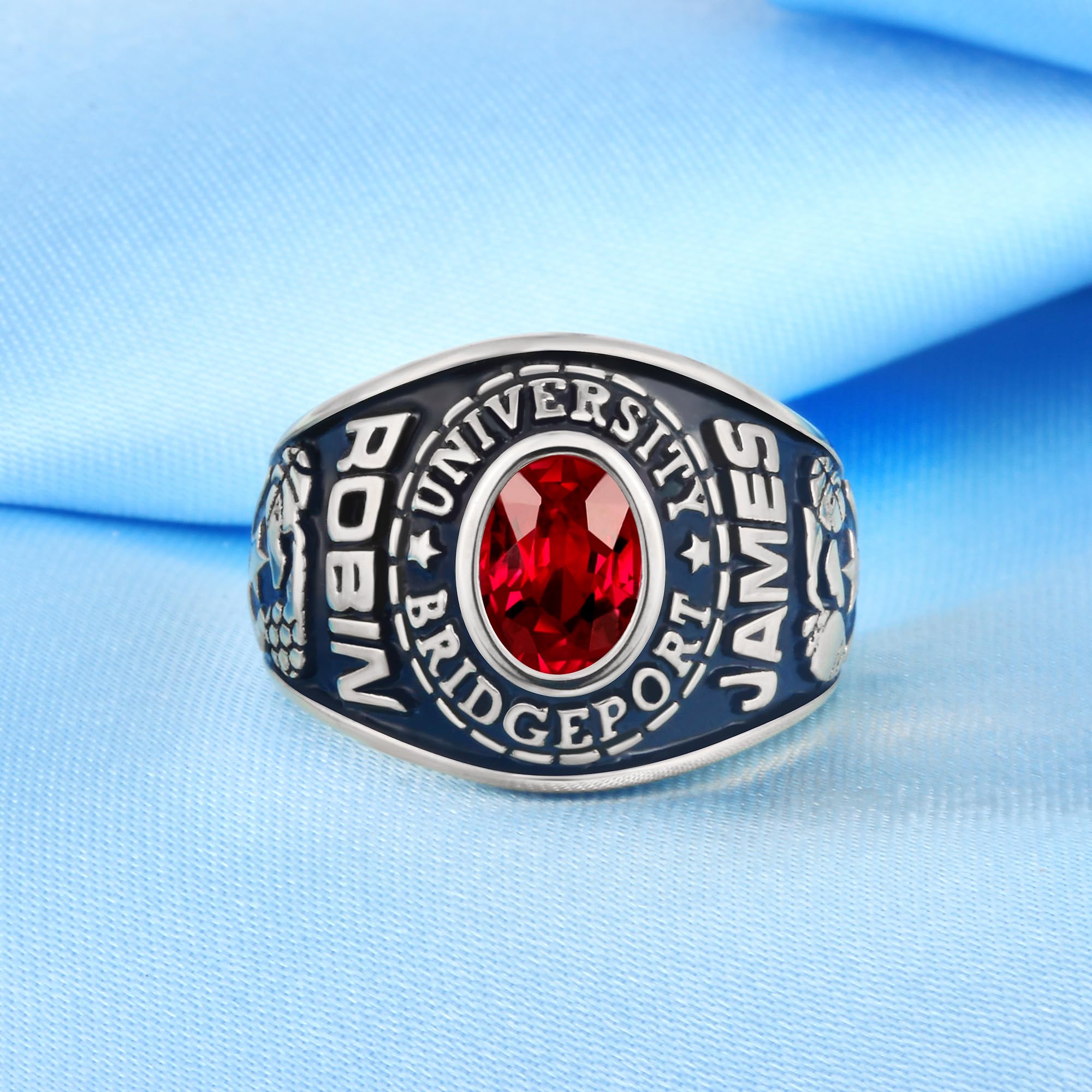 Personalized Custom Class Rings for Men & Women - 10KT Gold, Sterling Silver, Birthstone Options - High School Graduation Rings (Sizes 5-15) - Perfect for Commencement Gifts, Alumni Reunions & School Spirit Events