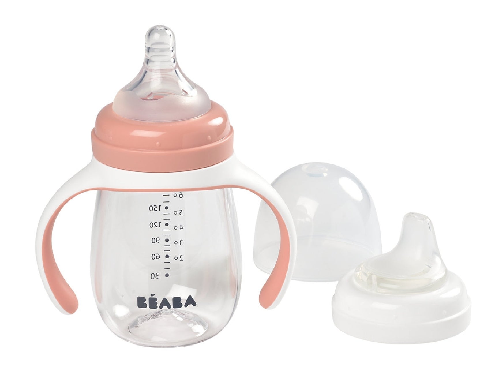 Beaba 2-in-1 Silicone Sippy Cup with Nipple & Spout - 210ml Baby Training Cup for Smooth Transition from Bottle to Cup - BPA Free, Leak Proof for Toddlers (Ideal for Home, Travel & Daycare Use)