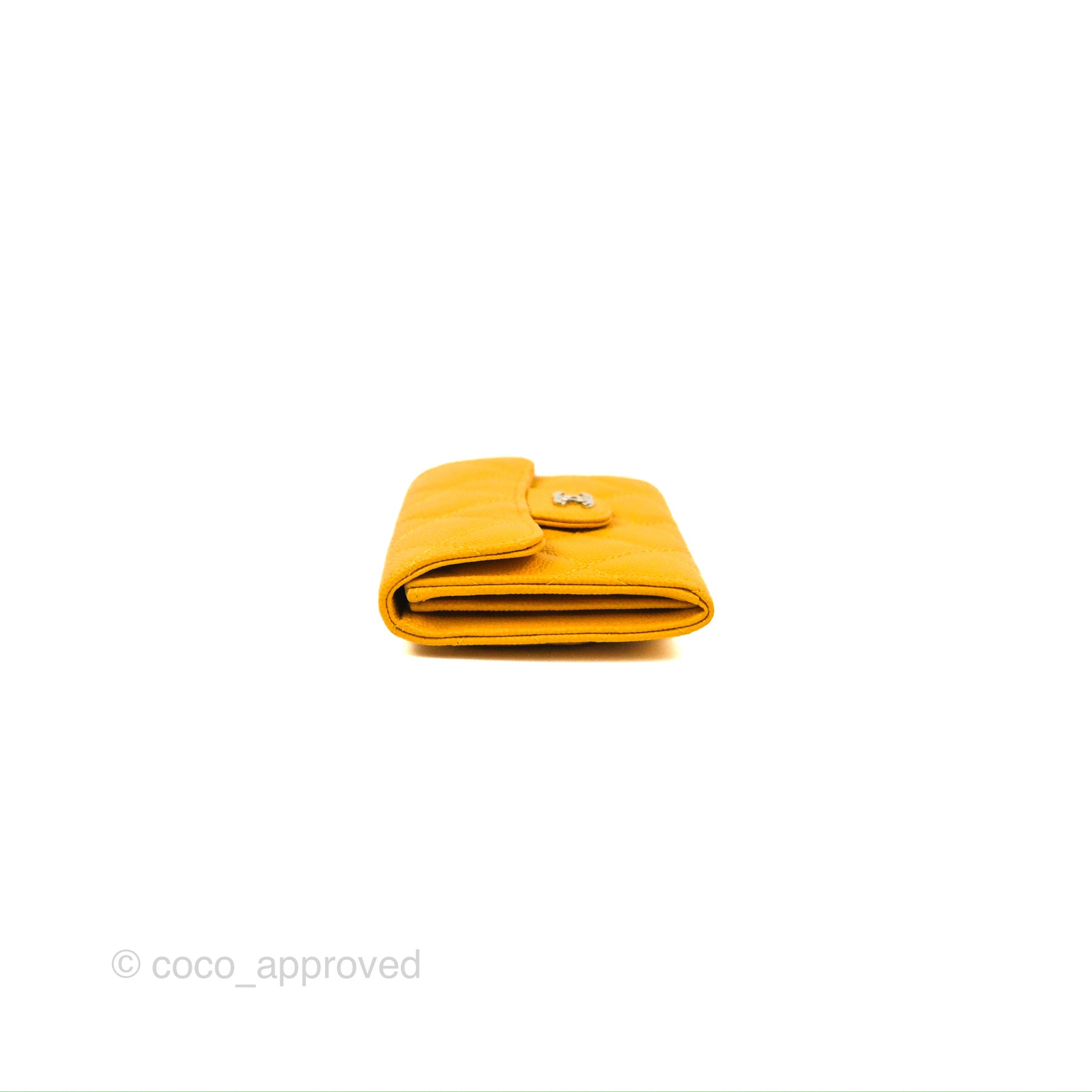 Chanel Classic Flap Coin Purse in Yellow Caviar Leather with Gold Hardware - Luxury Wallet for Women, Perfect for Parties & Everyday Use