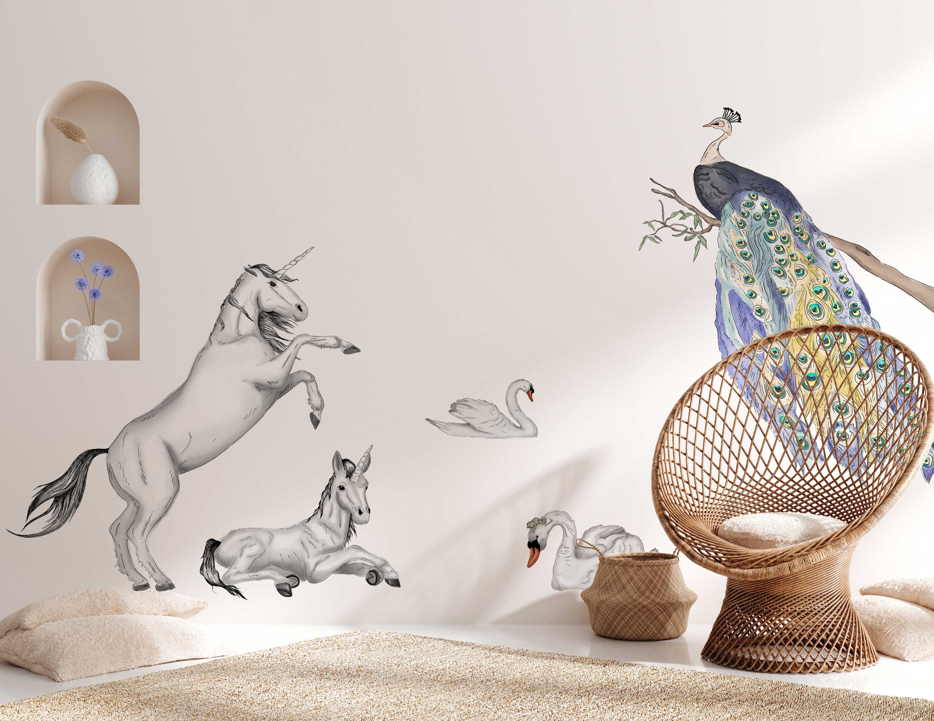 Elegant Swan Wall Decals - Self-Adhesive Vinyl Stickers for Home & Nursery Decor - Perfect for Bedroom, Living Room, and Kids Room Wall Art
