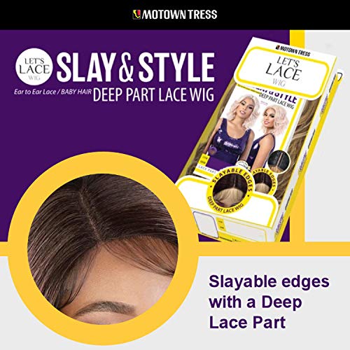 Motown Tress LDP-Glow Heat Resistant Fiber Lace Part Wig in Off Black | Synthetic Hairpiece for Daily Wear & Cosplay