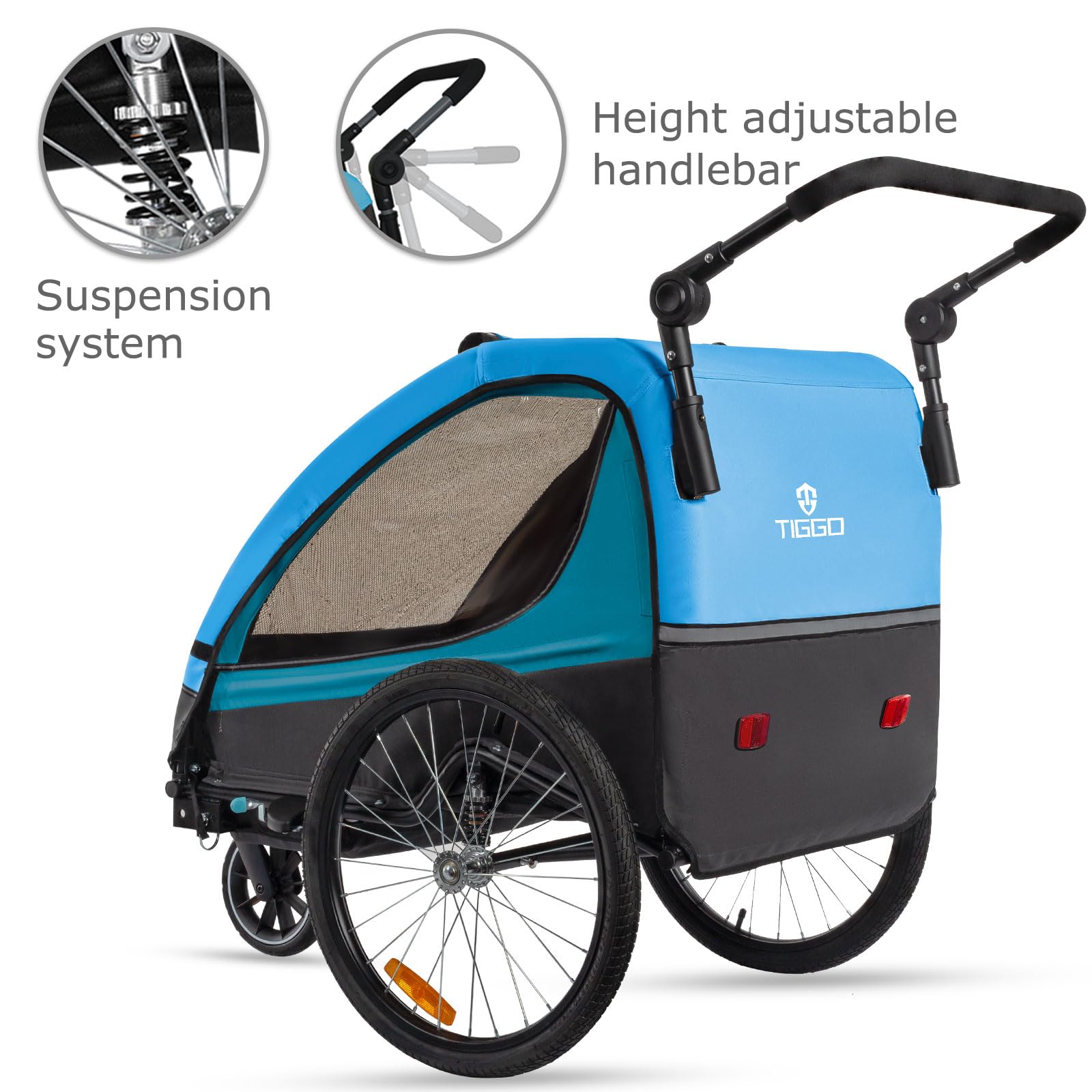 TIGGO VS 2-in-1 Bike Trailer & Stroller - Double Seat Bicycle Carrier for Toddlers and Kids - Perfect for Cycling, Jogging, and Outdoor Family Adventures