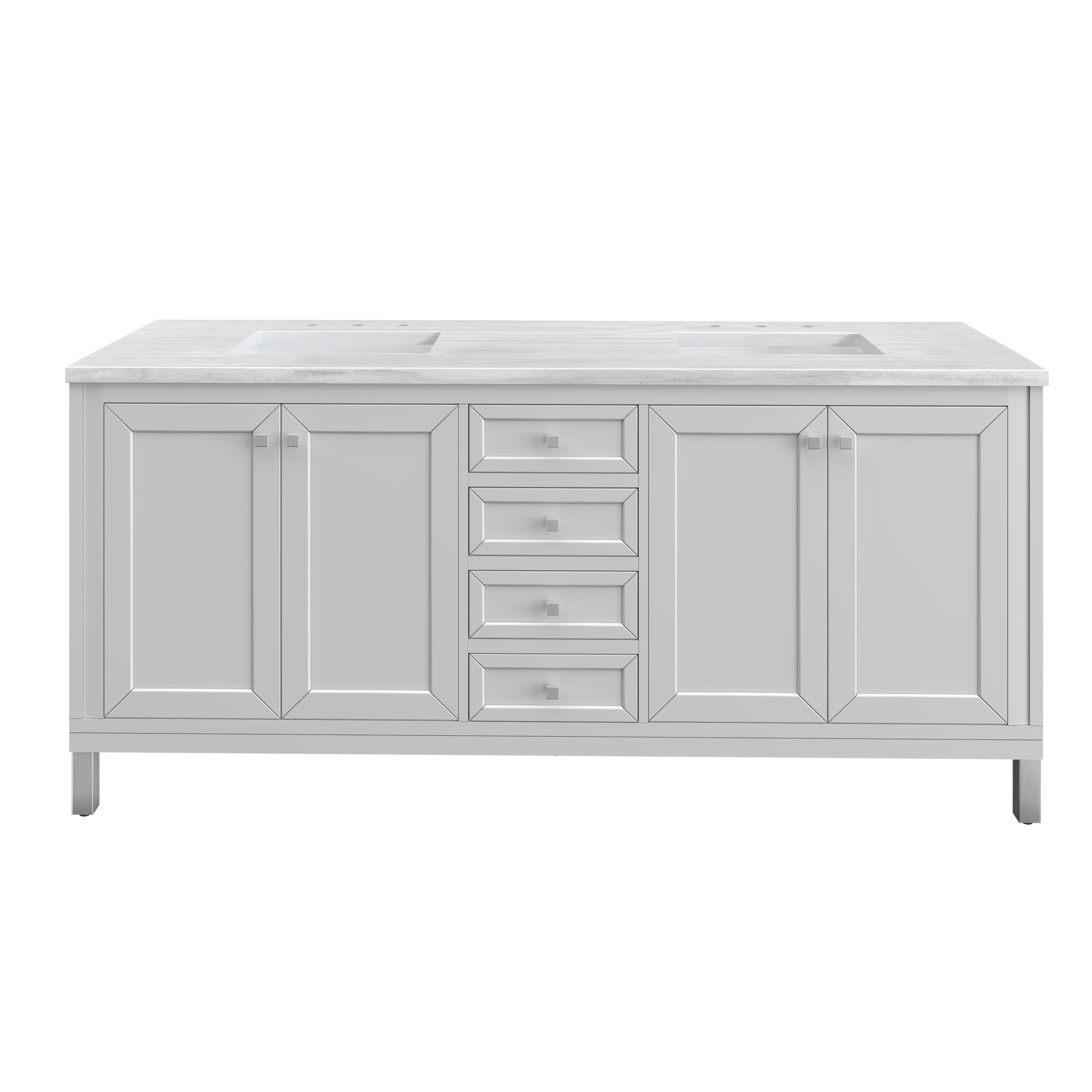 Chicago Brushed Nickel Knobs and Legs Set for V72 - Vintage Style Cabinet Hardware for Kitchen & Bathroom Remodeling