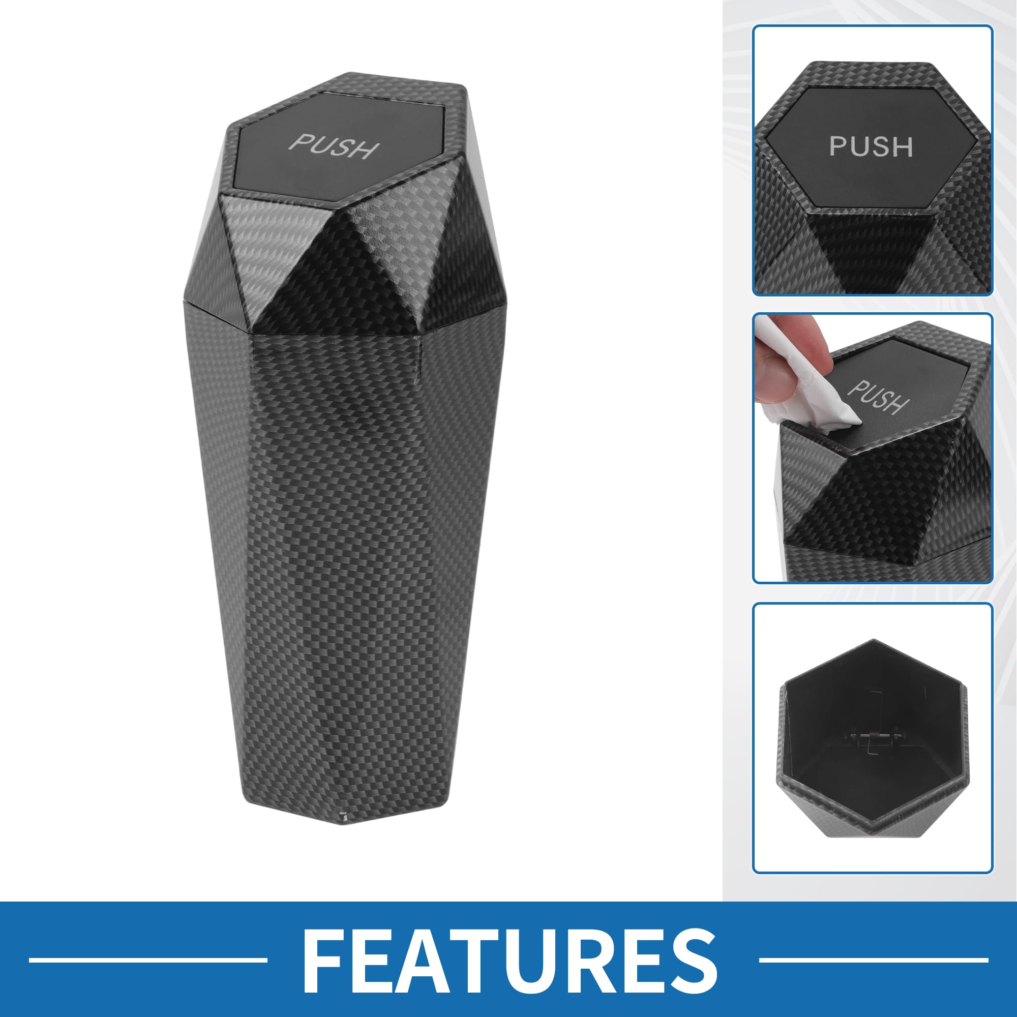 Portable Car Trash Can with Carbon Fiber Pattern - 3.5