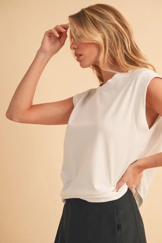 Aemi+Co Women's Solid Color Round Neck Tank Top - Essential Basic Staple for Casual Wear, Layering & Summer Outfits