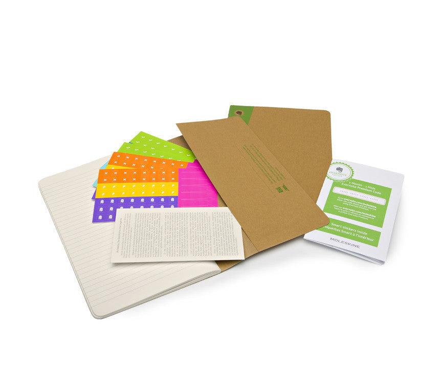 Moleskine Evernote Smart Notebook with Stickers - 2-Pack Journal Set for Note Taking, Planning & Creative Writing | Perfect for Work, School & Travel Organization