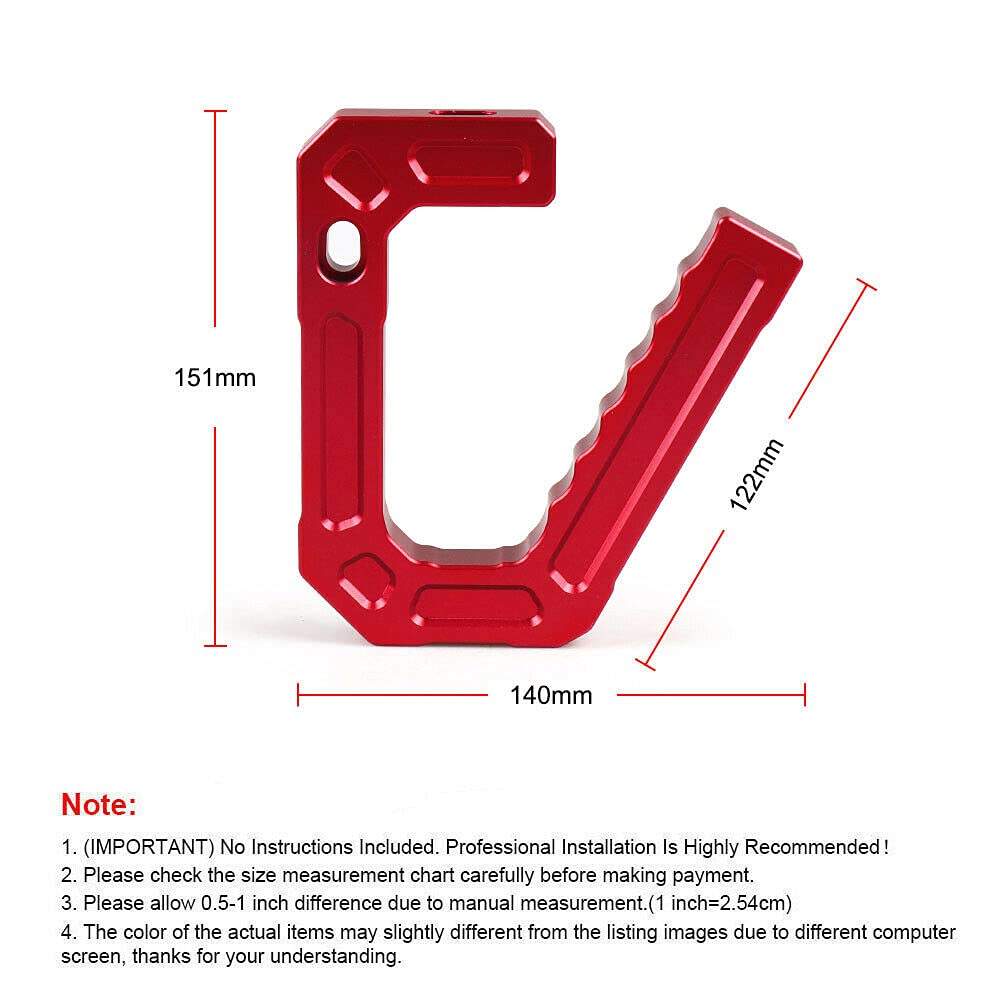 **2007-2018 Jeep Wrangler JK Aluminum Front & Rear Grab Handles Kit (Red/Silver) - Heavy-Duty Off-Road Assist for Climbing & Exiting**    *(Use Case: Perfect for off-road adventures, daily driving, and assisting passengers when entering/exiting your Jeep Wrangler JK.)*
