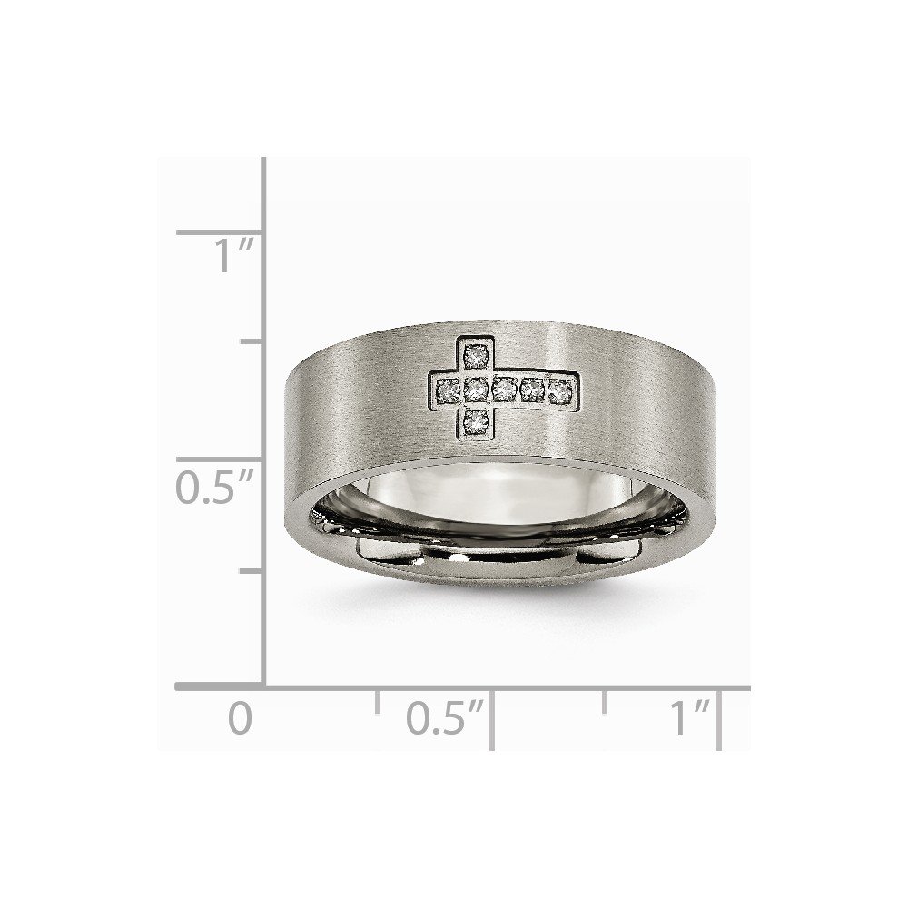 Solid Titanium Men's Wedding Band Ring - Brushed Finish with 0.07ct Diamond Cross Inlay - Durable & Hypoallergenic Jewelry for Grooms, Anniversary Gifts & Everyday Wear
