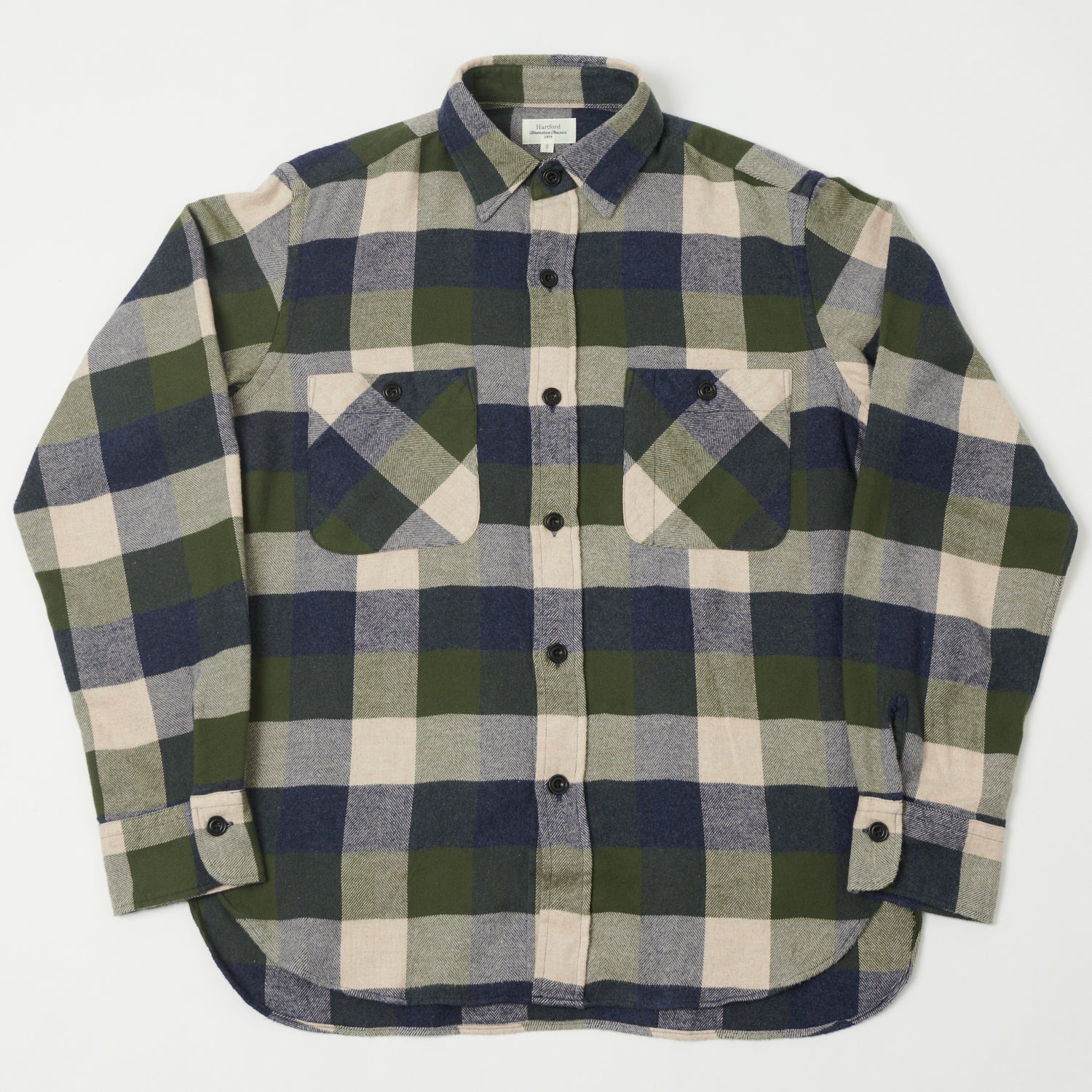 Men's Hartford AY16107 Percy Shirt - Classic Army Check Flannel Button-Up for Casual Wear & Outdoor Adventures