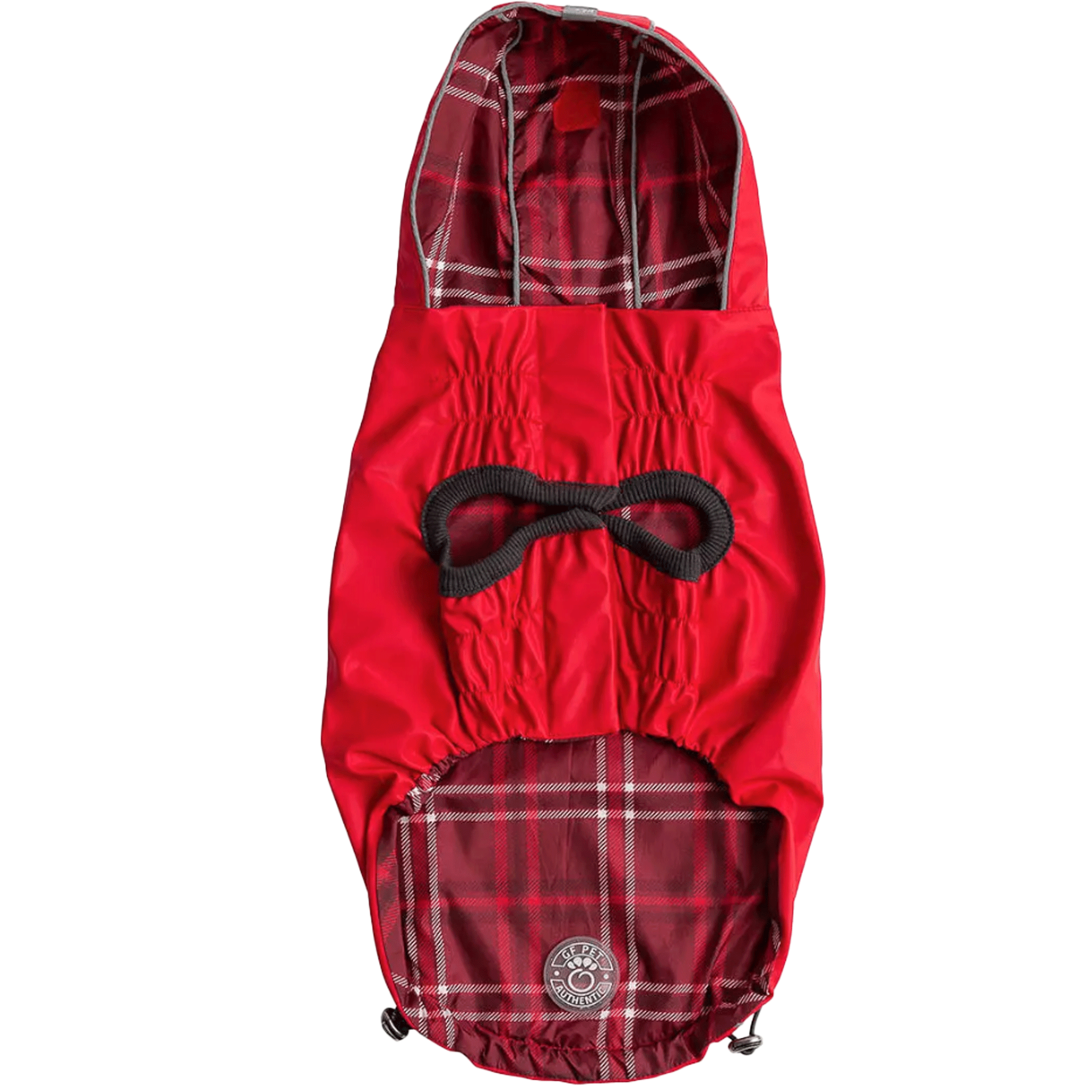 Waterproof Reversible Dog Rain Jacket for Small Medium Large Dogs - Red & Black - Outdoor Walking Hiking Pet Raincoat