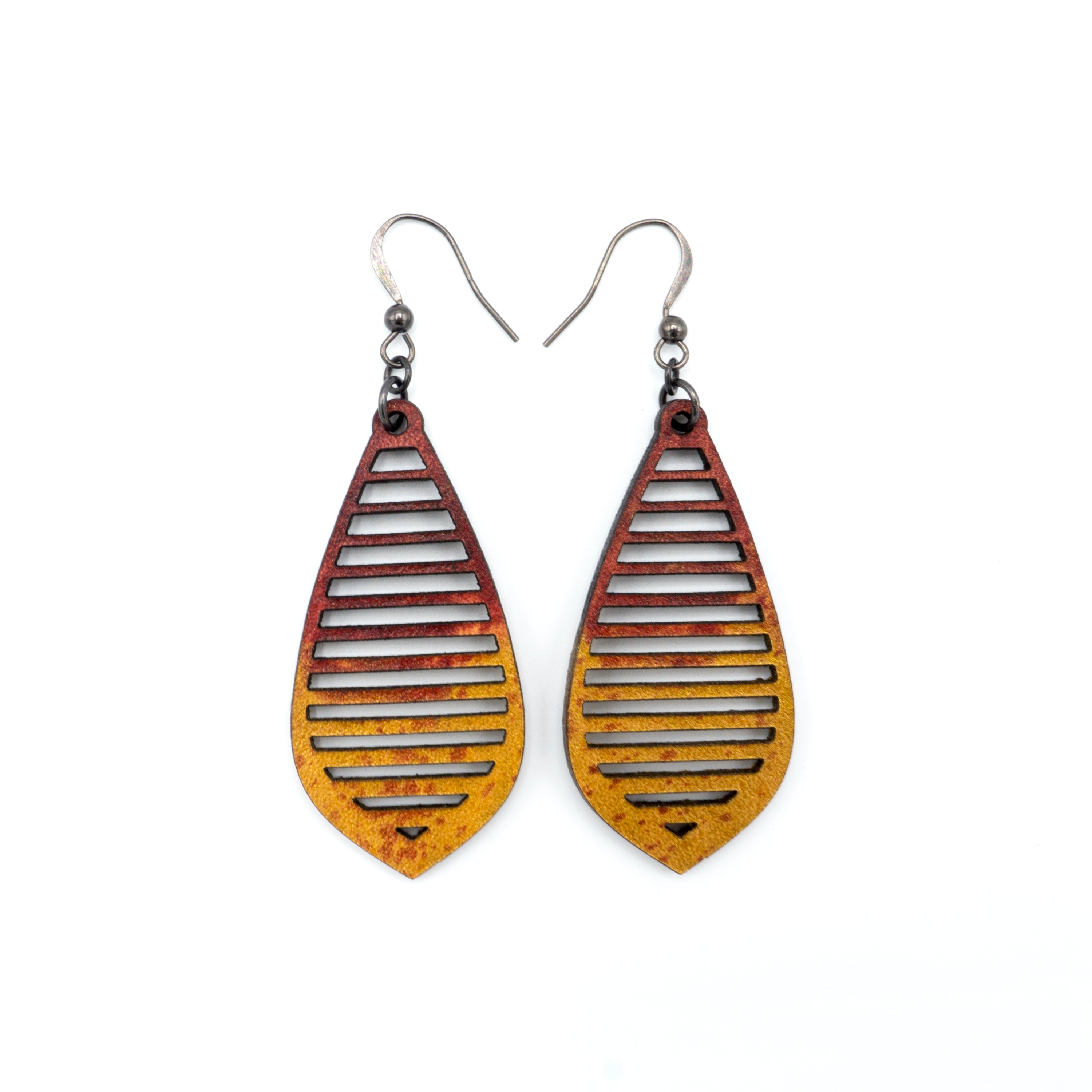 Gem Point 10mm Leather Earrings for Women - Gold & Red Effect Dangle Hoops | Boho Chic Accessories for Parties, Weddings & Everyday Wear