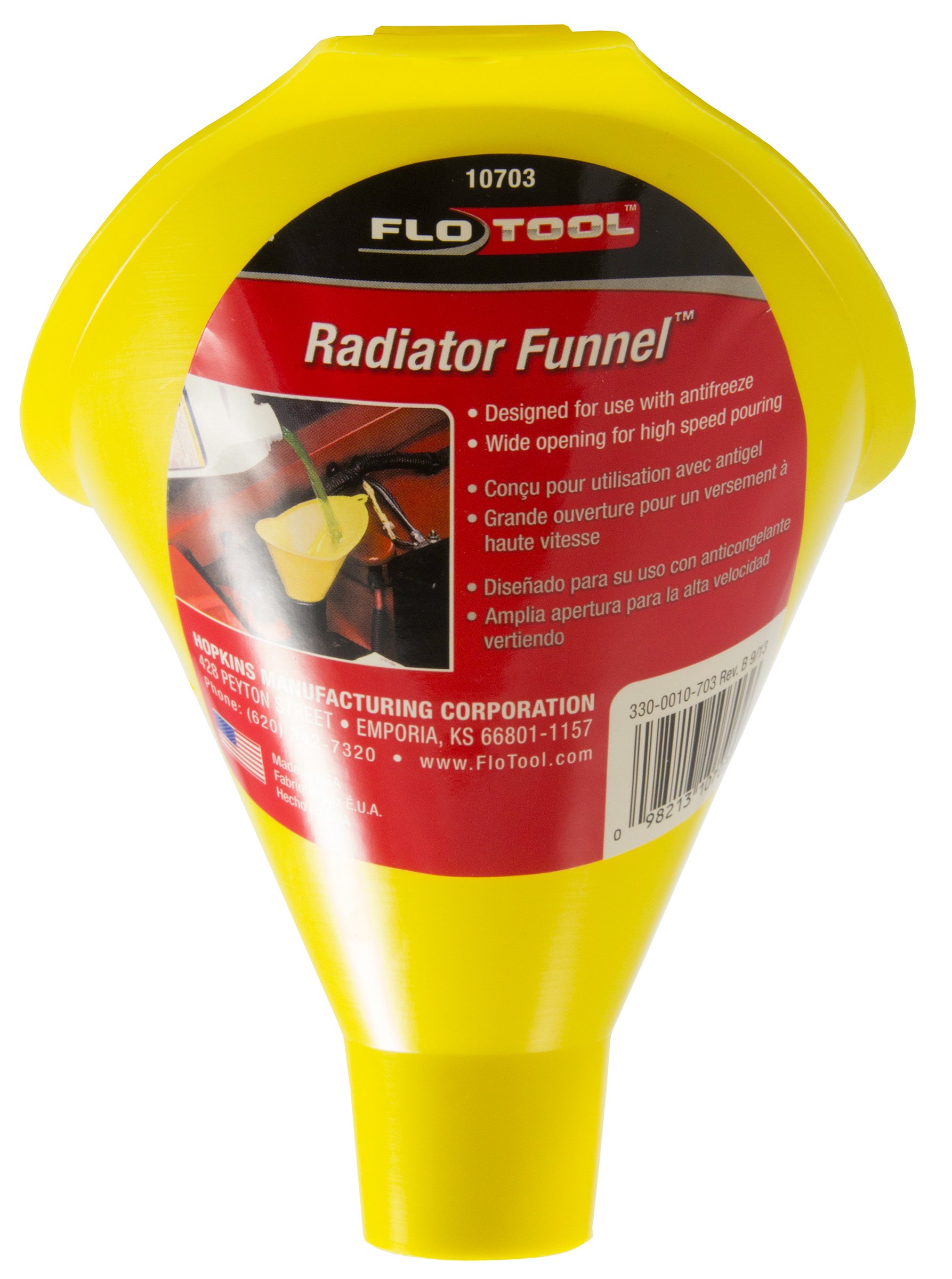 FloTool 10703 Spill Saver Radiator Funnel - Leak-Proof Coolant Filling Tool for Cars, Trucks & SUVs - Perfect for DIY Auto Maintenance & Fluid Changes
