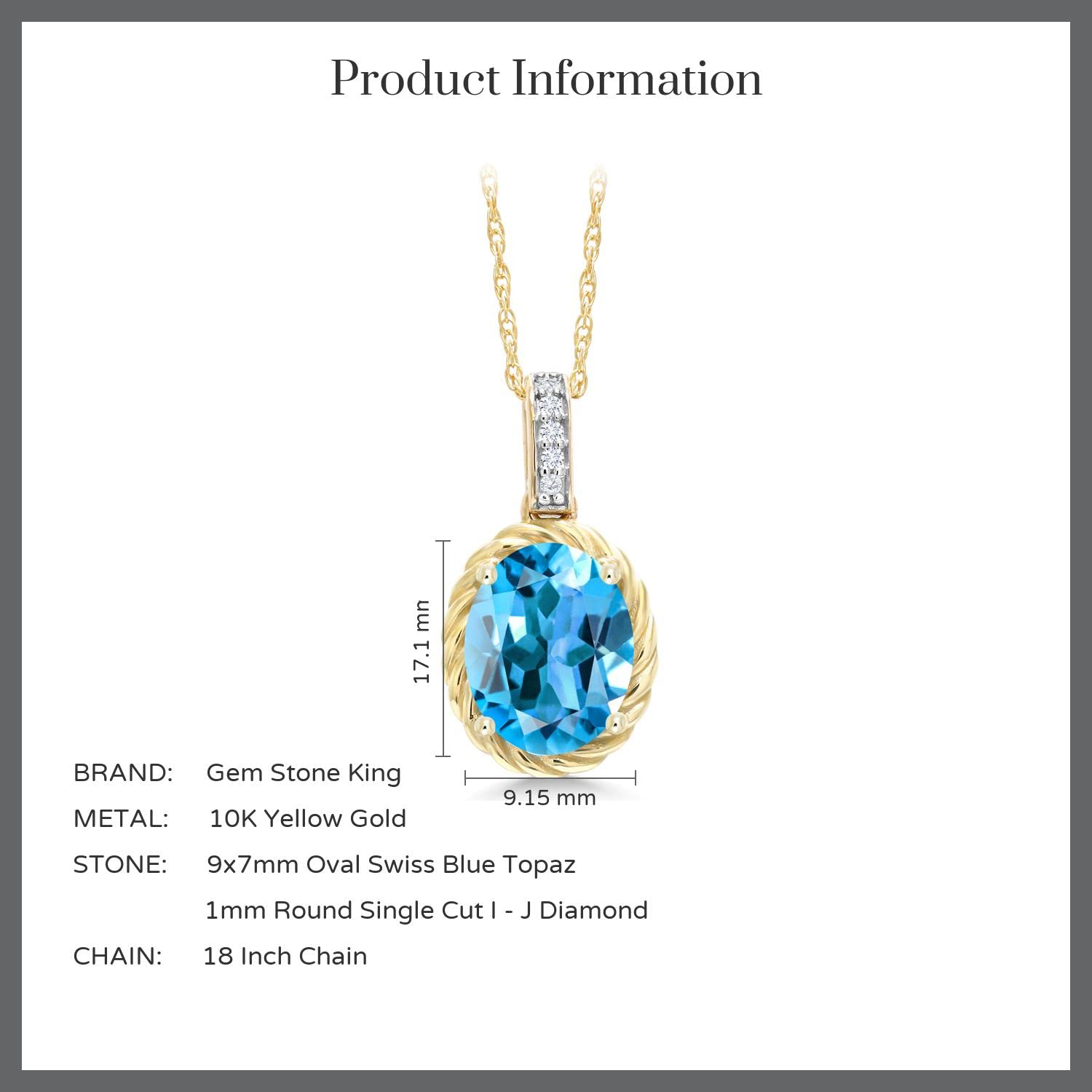 10K Yellow Gold 9X7MM Oval Birthstone & Diamond Pendant Necklace for Women - 18