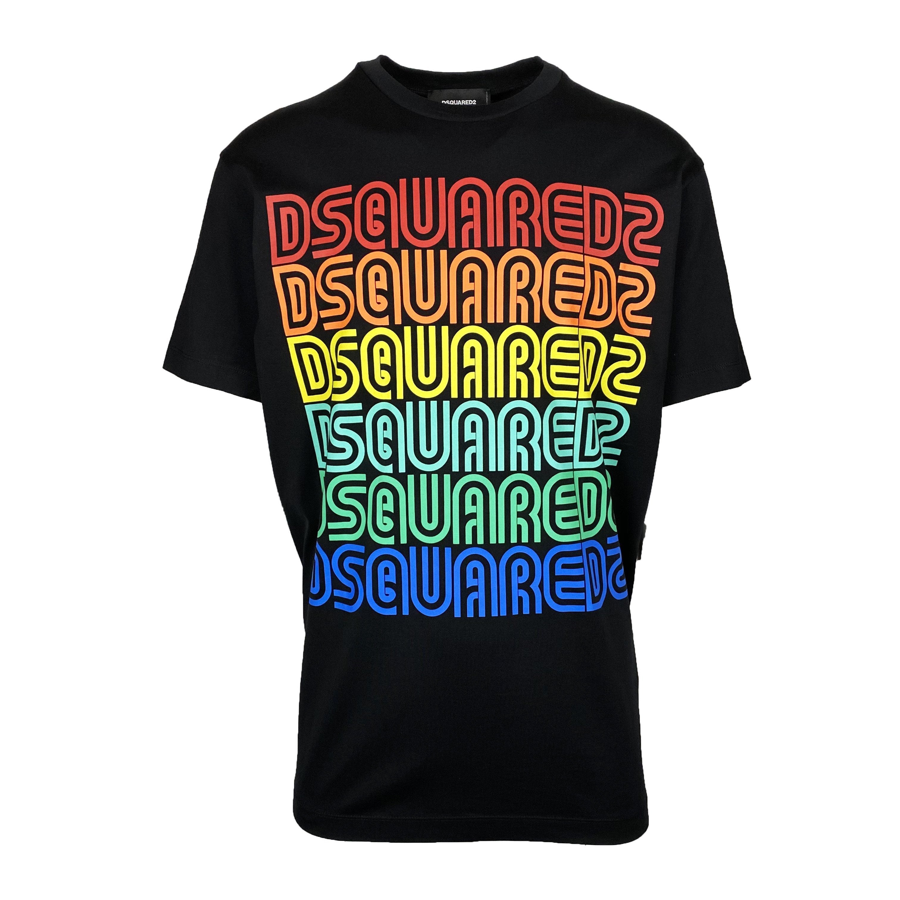 DSQUARED2 Black Multi Logo T-Shirt for Men - Stylish Graphic Tee with Brand Logos - Perfect for Casual Wear, Street Style & Everyday Outfits