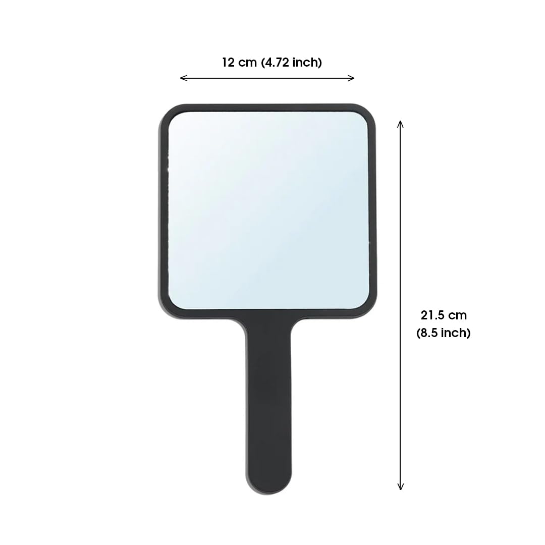 European Style Hand Mirror for Women - Lightweight & Compact Square Makeup Mirror in Black - Perfect for Travel, Home, and Professional Makeup Application