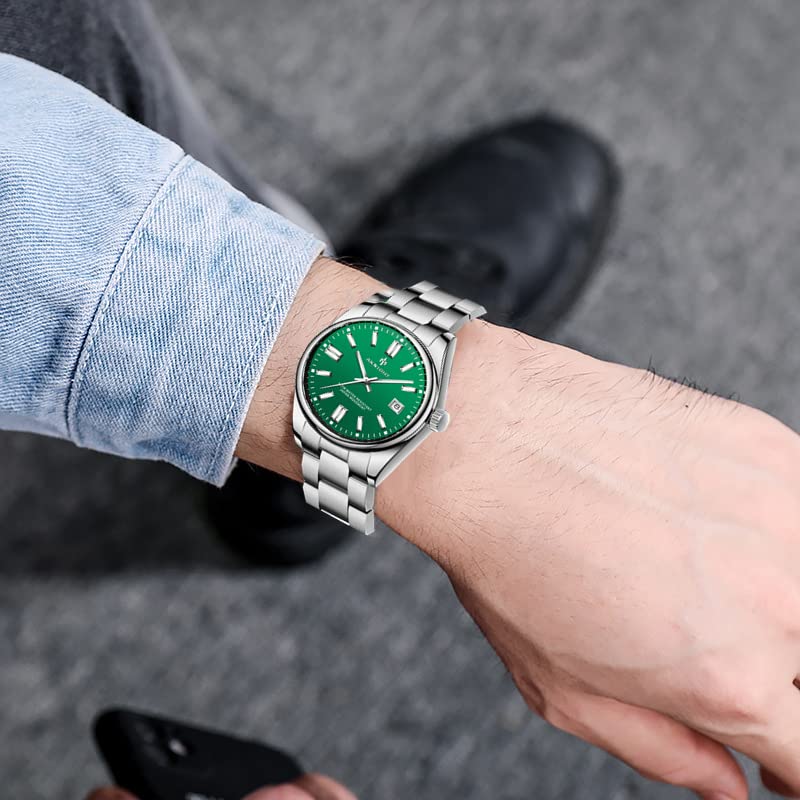 Waterproof Stainless Steel Men's Watch - Analog Chronograph Dress Watch with Luminous Hands | Fashionable & Easy to Read | Perfect Gift for Him | Ideal for Business, Formal Events & Everyday Wear