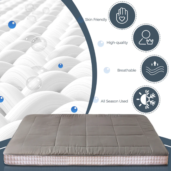 MAXYOYO Extra Thick Japanese Floor Futon Mattress - Dark Grey Foldable Tatami Bed for Guest Room, Meditation & Small Space Living | Comfortable Floor Sleeping Solution