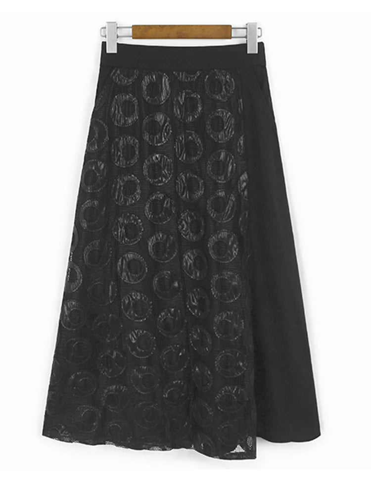 Black Dot Hollow Out Vest & Skirt Two-Piece Set - V Neck Sleeveless Women's Fashion Outfit for Spring/Autumn 2025 | Perfect for Office Wear, Date Nights & Special Occasions