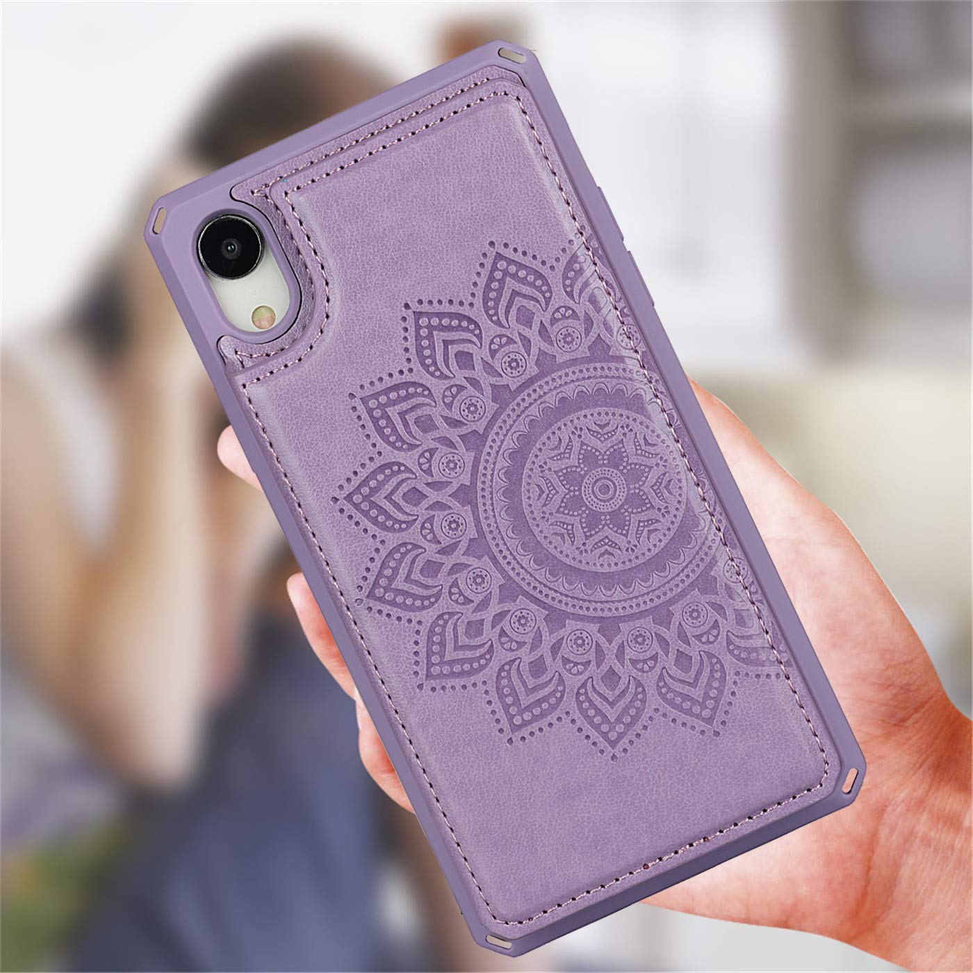 Premium Leather iPhone XR Wallet Case with Card Holder, Kickstand & Wrist Strap - Shockproof Protective Phone Cover for Women & Men - Perfect for Travel, Shopping & Daily Use (Purple)