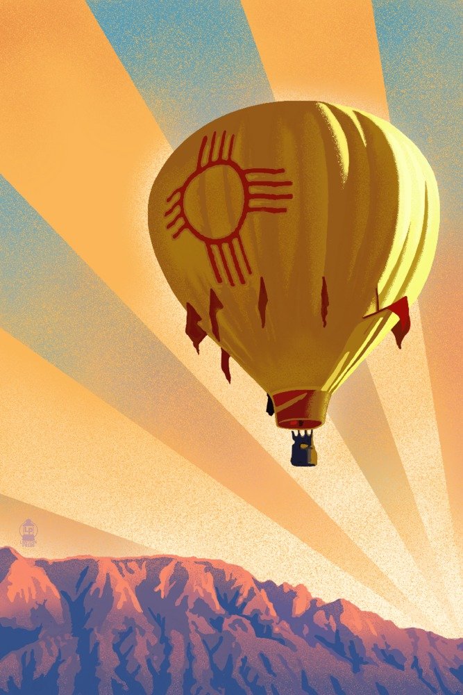 Lantern Press Hot Air Balloon Wall Art - 12x18 Inch Framed Lithograph Poster for Home & Office Decor | Perfect for Living Room, Bedroom, Nursery & Gift Giving