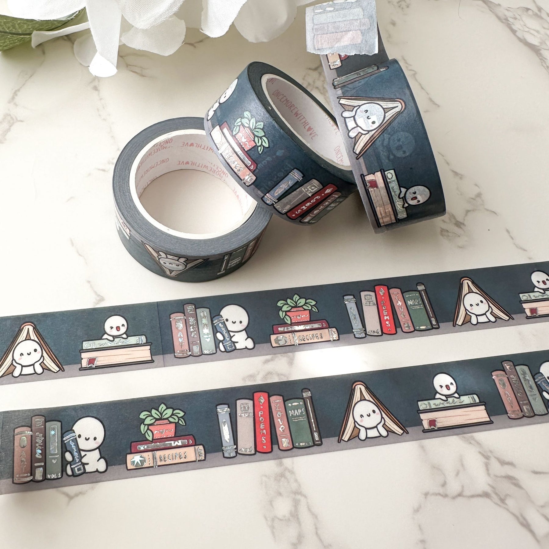 Vintage Style Bookshelf 2.0 Washi Tape - Decorative Japanese Paper Tape for Scrapbooking, Journaling & Planner Decor - Perfect for DIY Crafts, Gift Wrapping & Home Organization