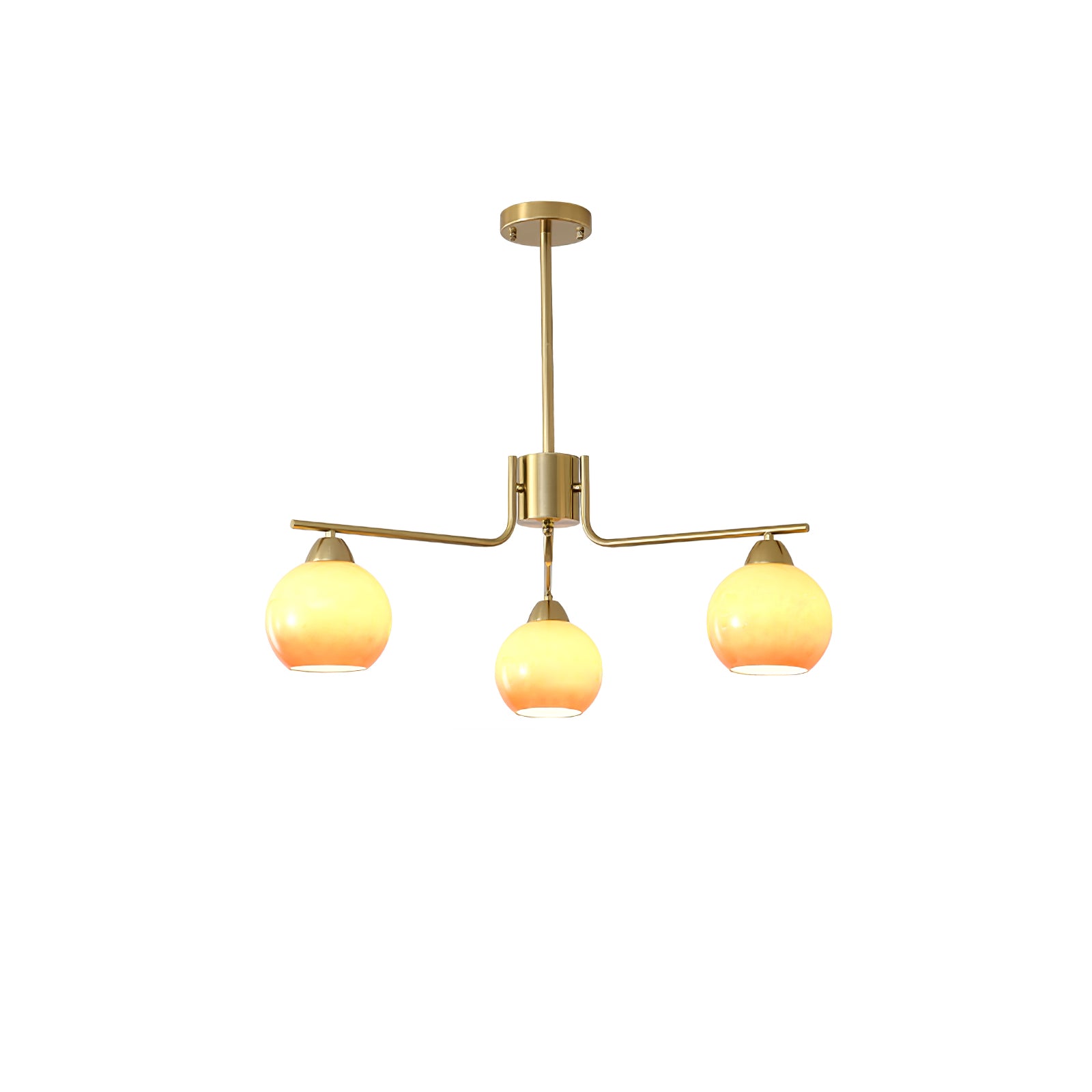Elegant Caramel Sphere Chandelier - Modern Glass Pendant Light Fixture for Dining Room, Living Room & Bedroom Decor