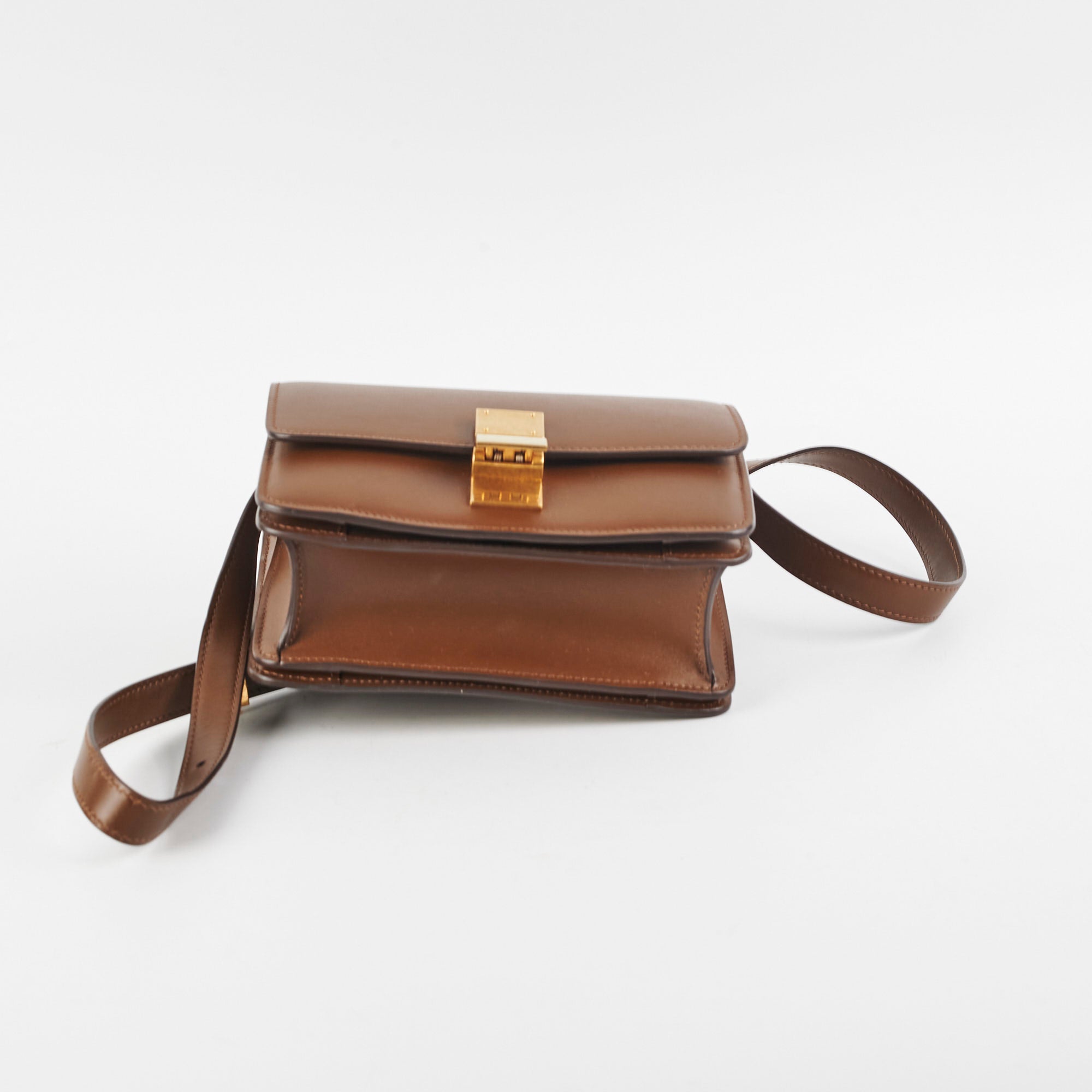 Celine Small Box Bag in Tan Leather - Elegant Crossbody Handbag for Women | Perfect for Work, Travel & Everyday Use