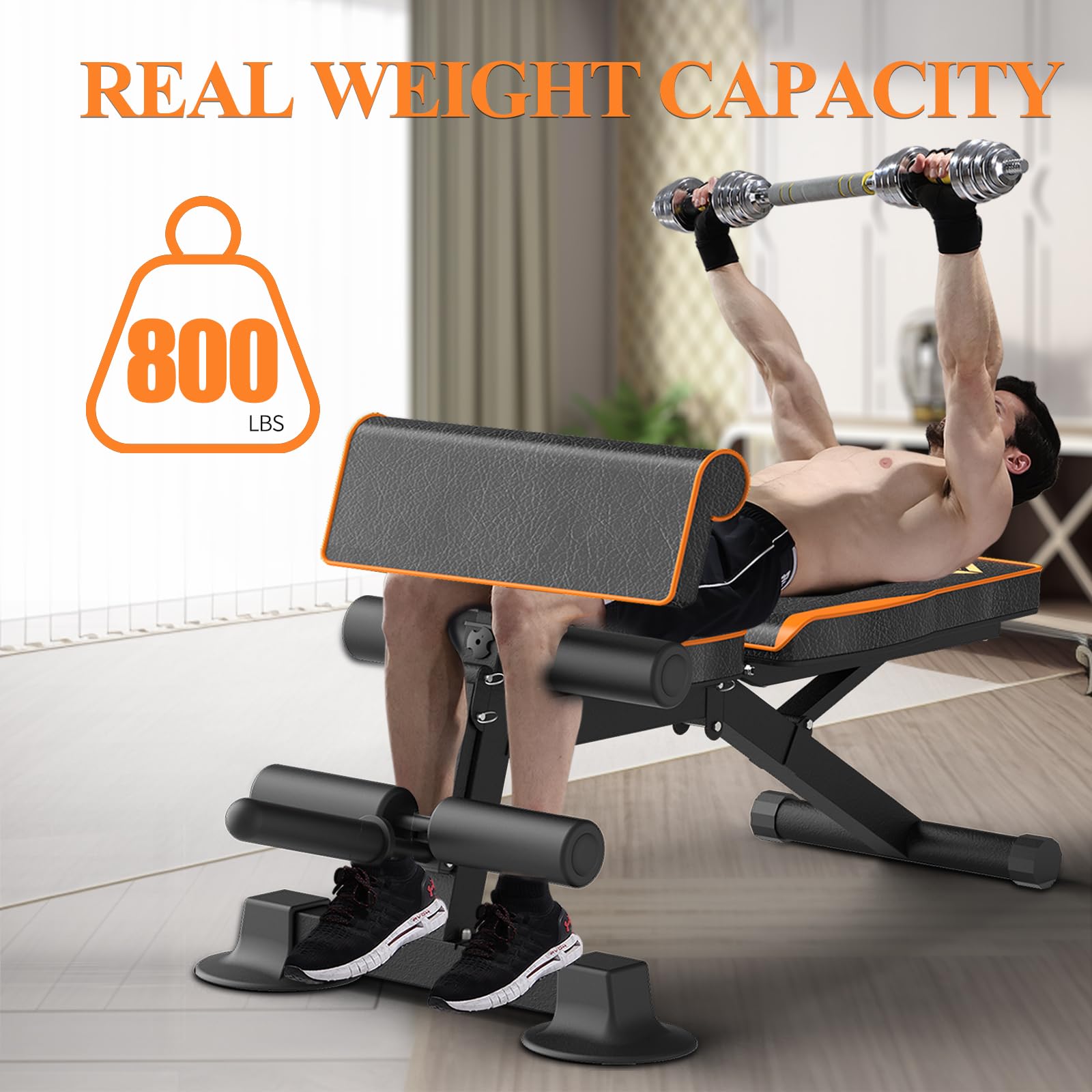 **Adjustable Weight Bench for Home Gym - 660LBS Capacity, Multi-Function Preacher Curl & Leg Extension/Curl Machine, Foldable Design - Perfect for Strength Training & Full-Body Workouts**