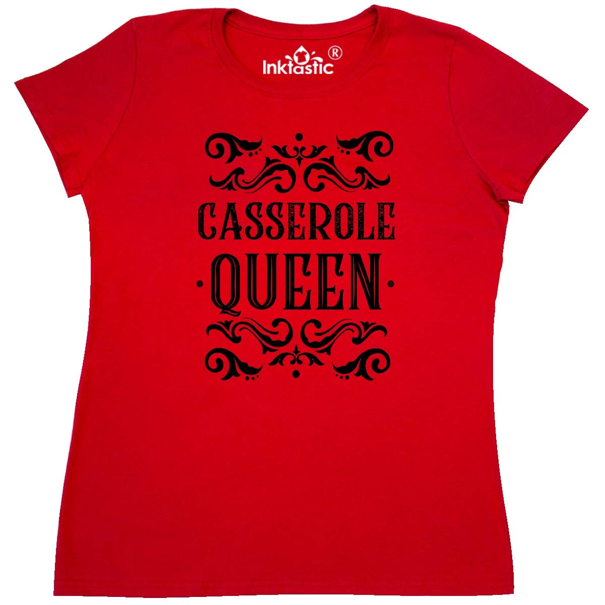 Inktastic Casserole Queen Women's T-Shirt - Funny Cooking & Baking Graphic Tee for Women - Comfortable Cotton Shirt for Chefs, Home Cooks & Kitchen Lovers