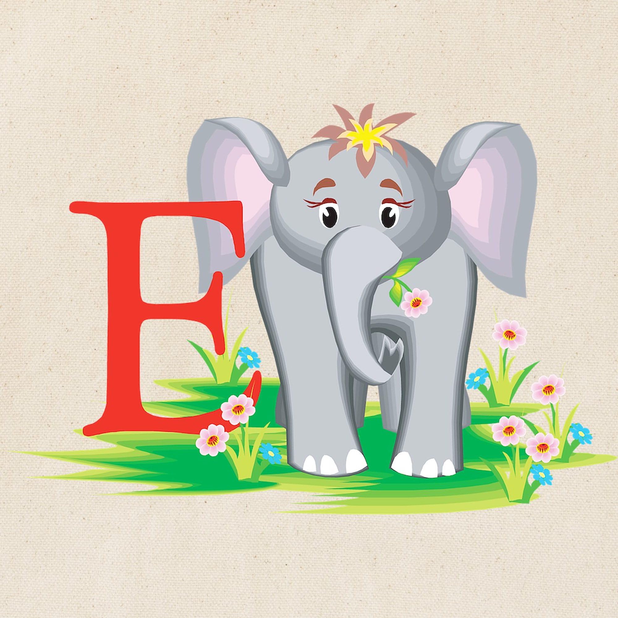 E For Elephant Canvas Tote Bag - Natural Reusable Shopping Bag for Groceries, Beach & Everyday Use | Eco-Friendly Cotton Tote by CafePress